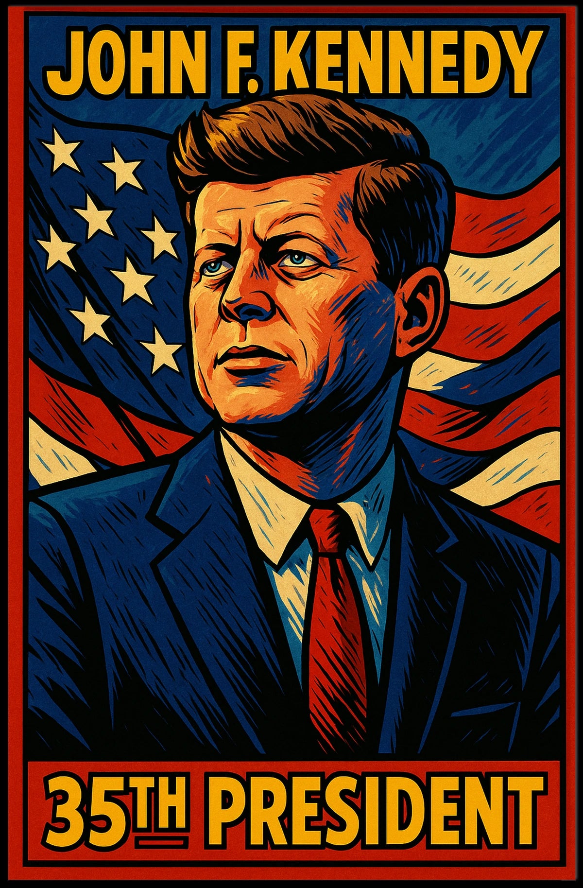 John F Kennedy 35Th President Poster Wall Art Vintage