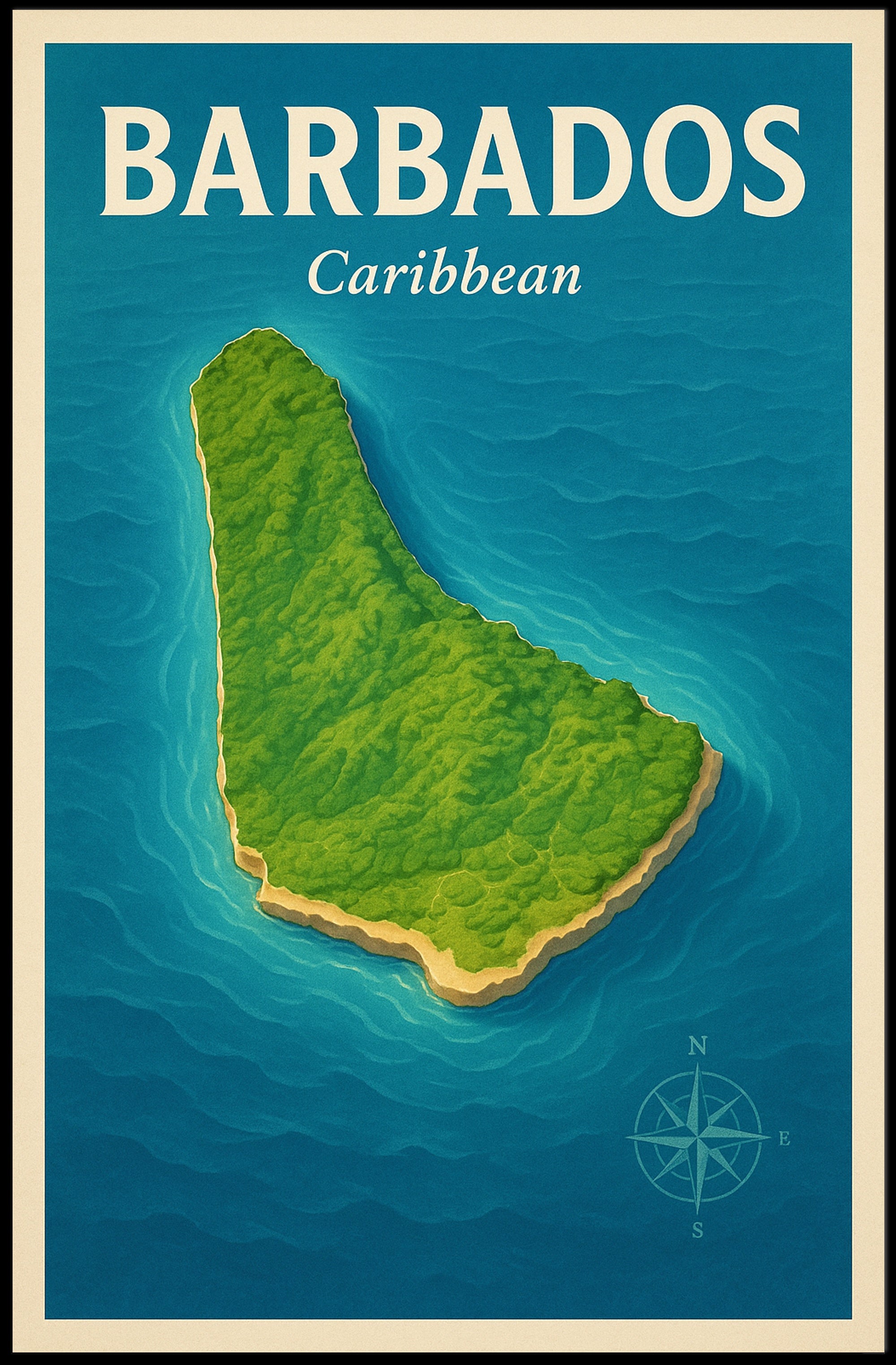 Barbados Adventure Vintage Travel Poster
