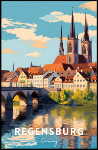 Regensburg Cityscape Travel Poster