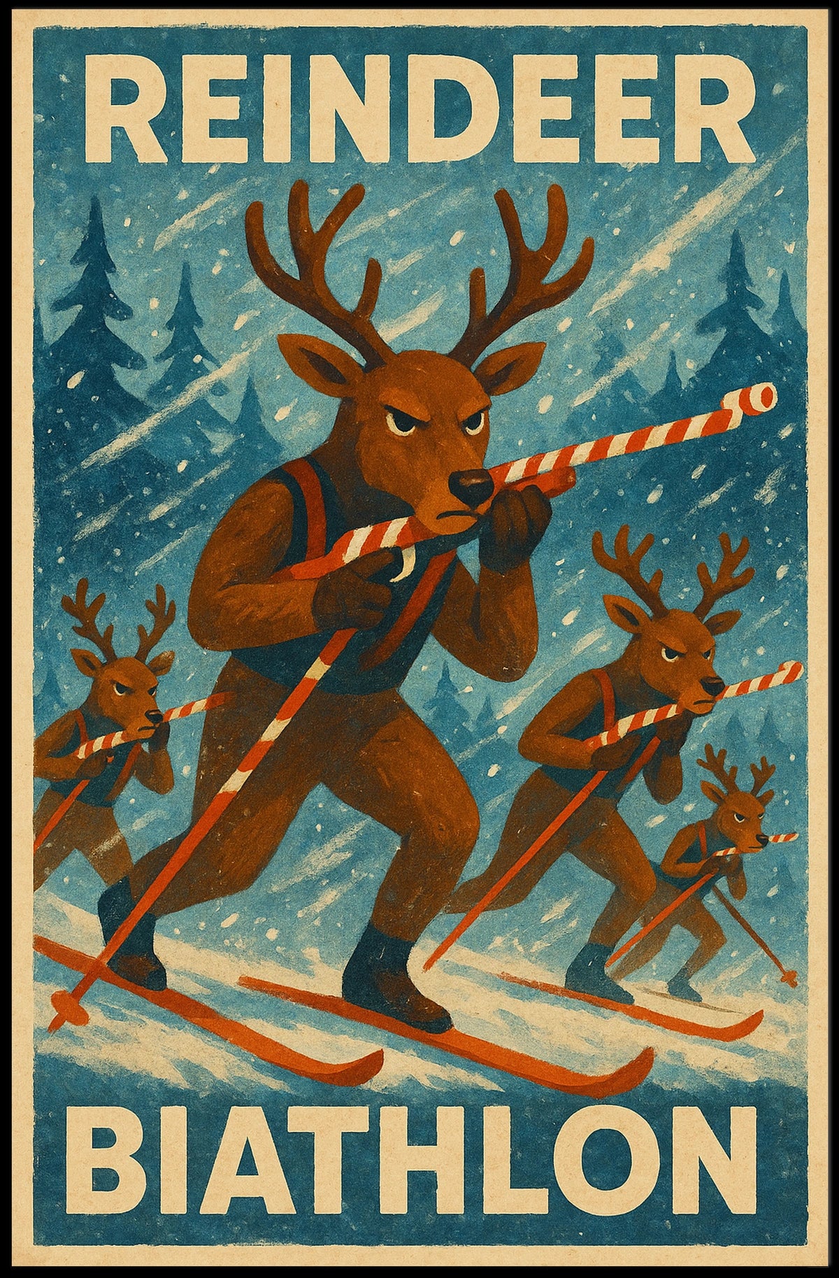 Reindeer Biathlon Poster