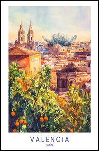 Valencia Skyline Poster PosterGoat