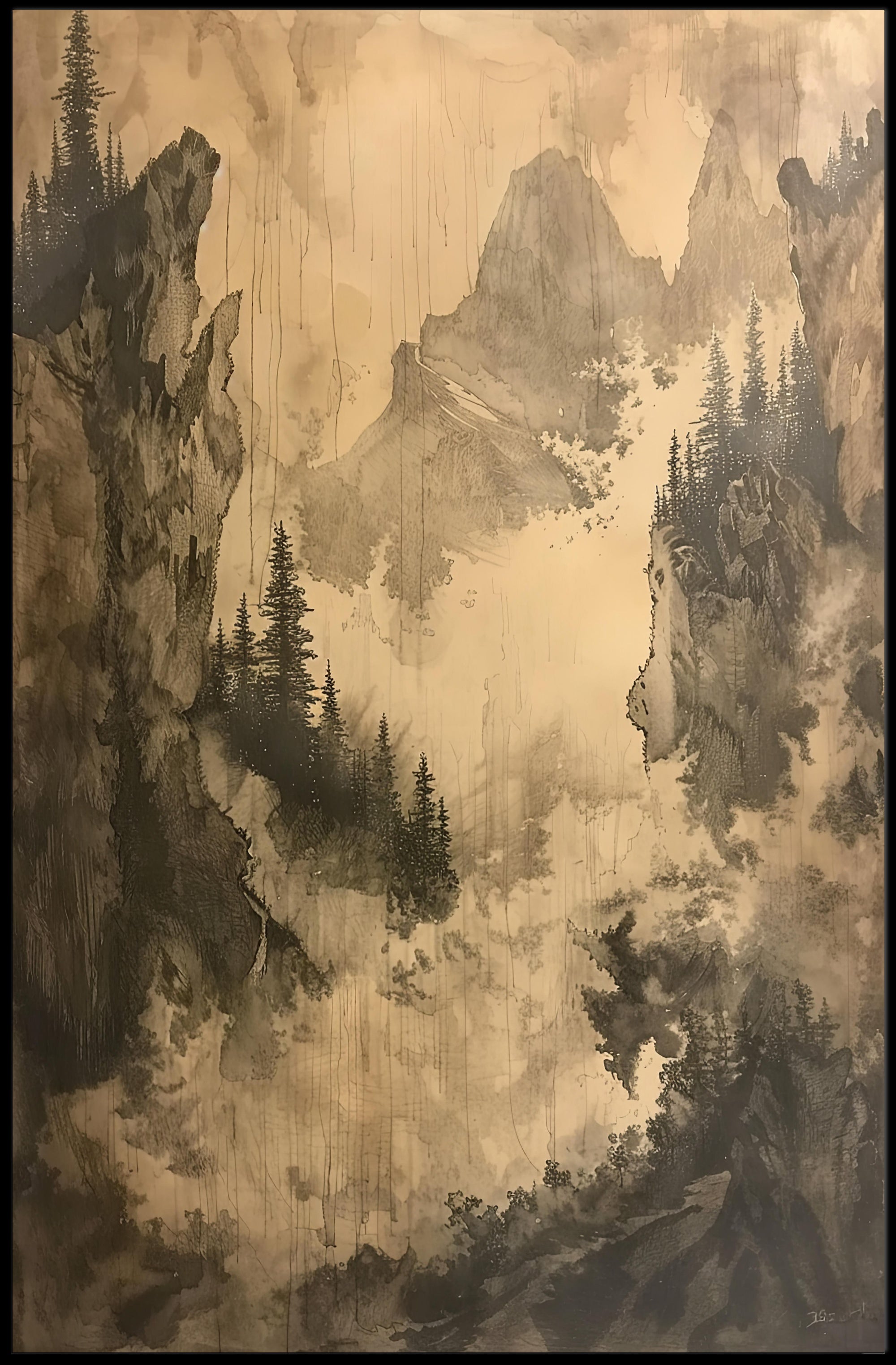 Misty Mountain Landscape Poster