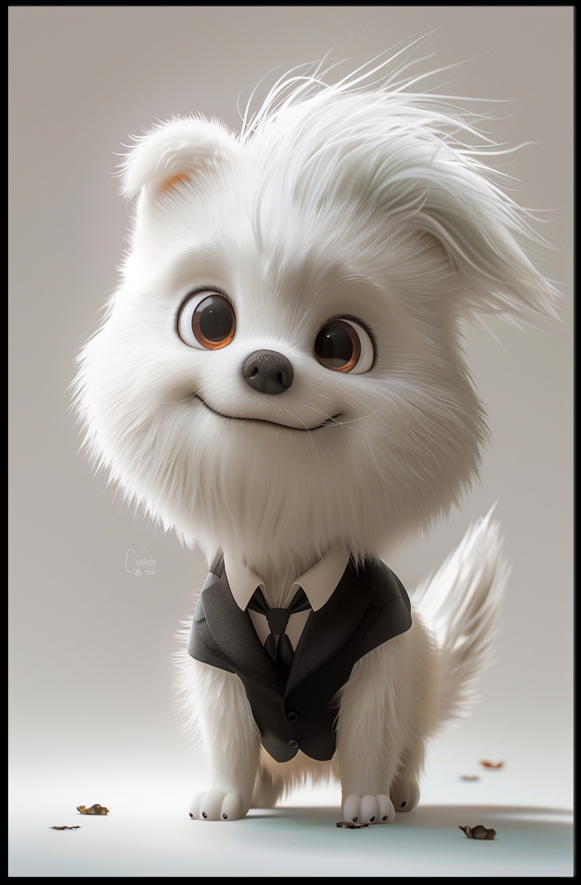 Cute Cartoon Dog in Suit Animal Poster PosterGoat