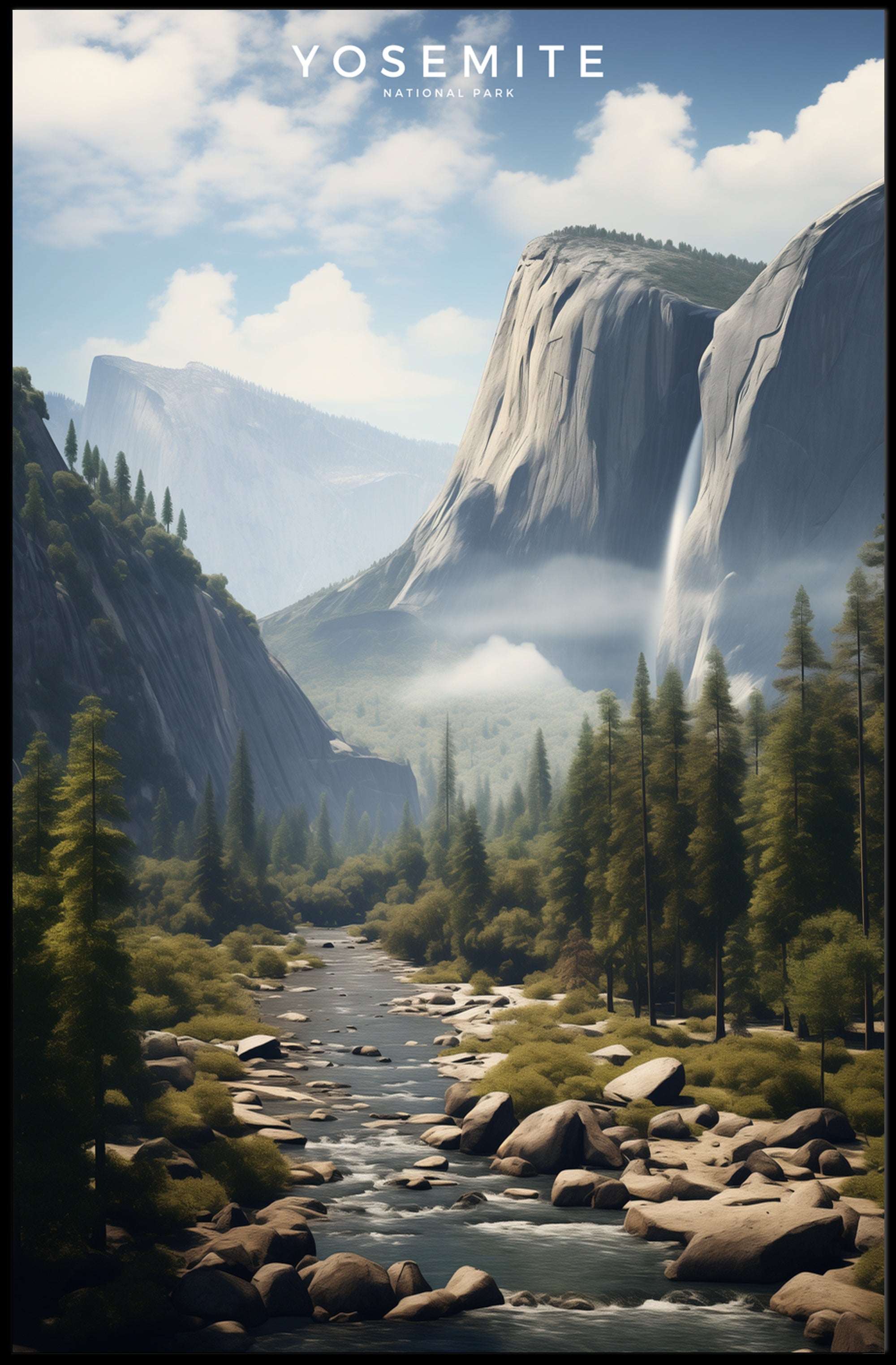 Yosemite Scenic View Poster Wall Art Print