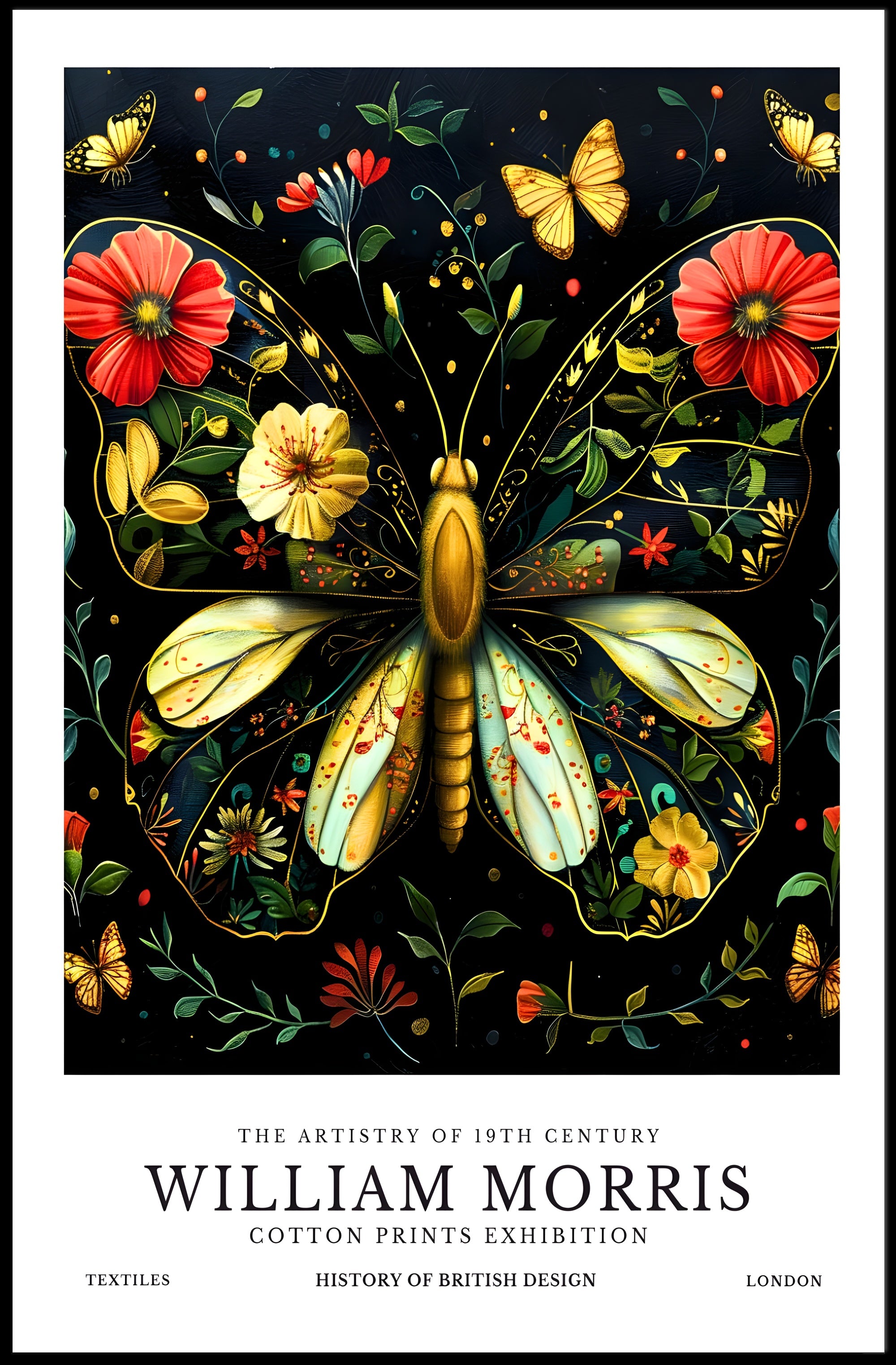 William Morris Butterfly Design Artistic Poster