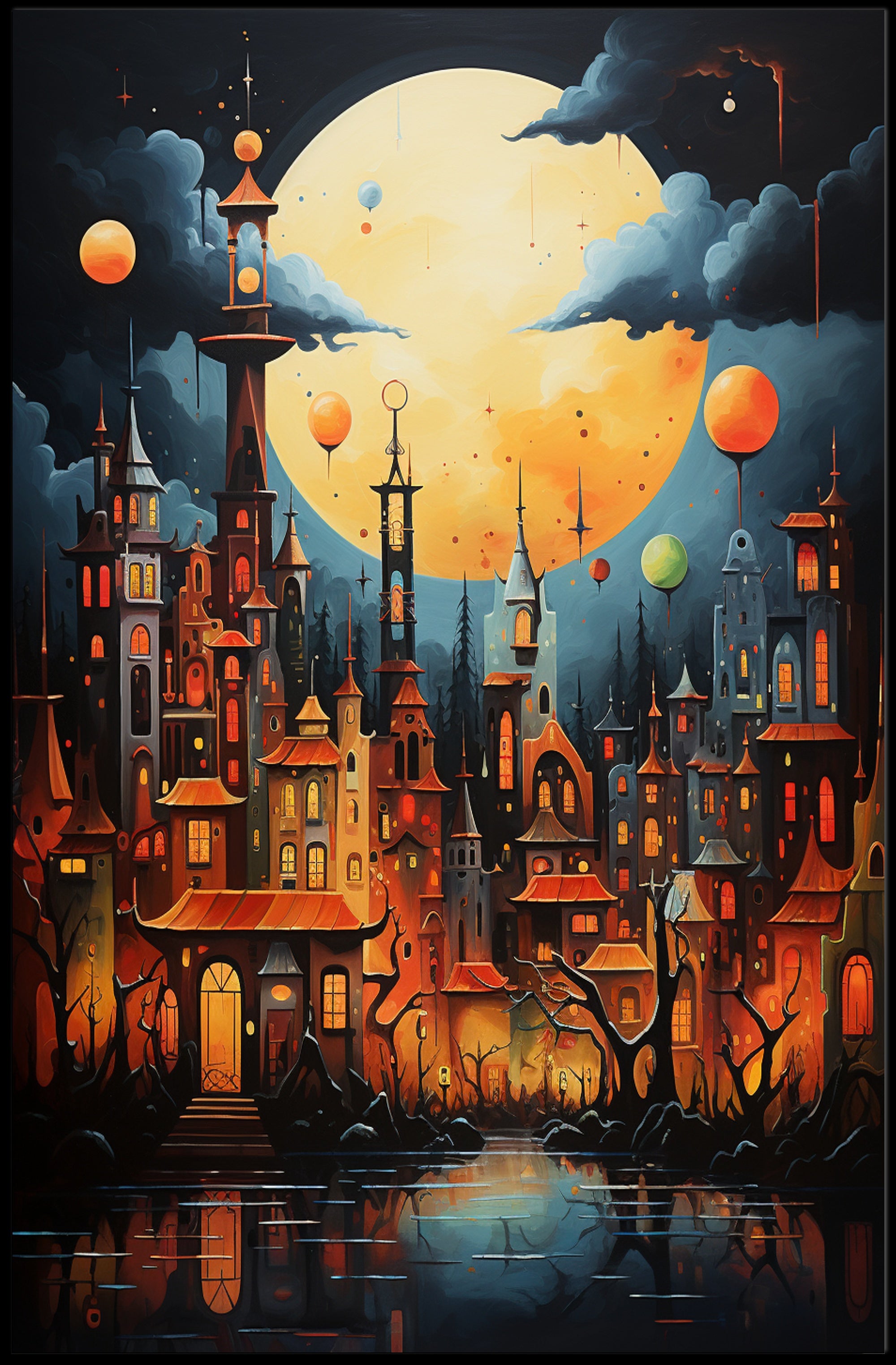 Enchanted Moonlit Cityscape Poster