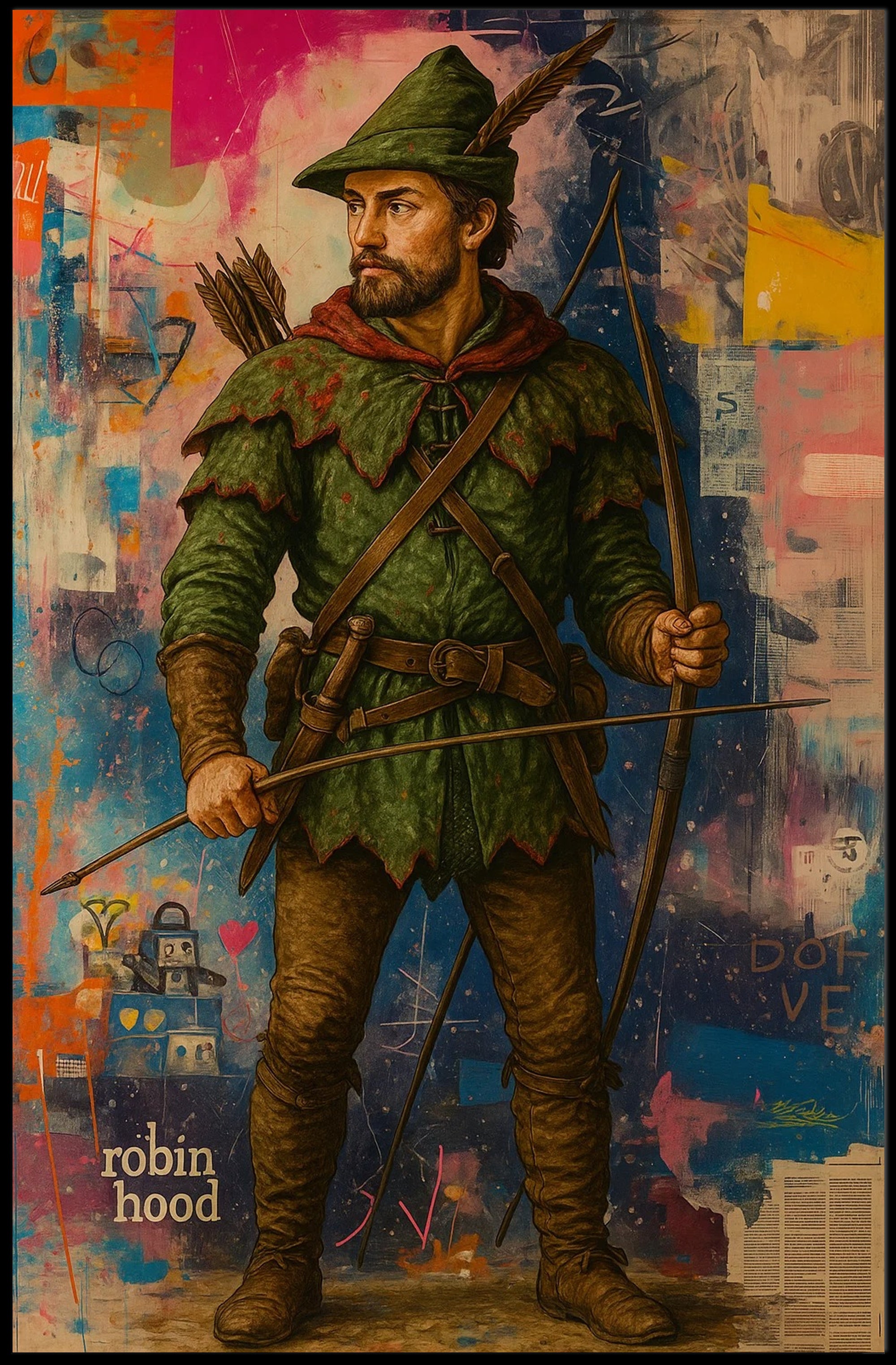 Robin Hood Meets Abstract Urban Pop Culture Poster