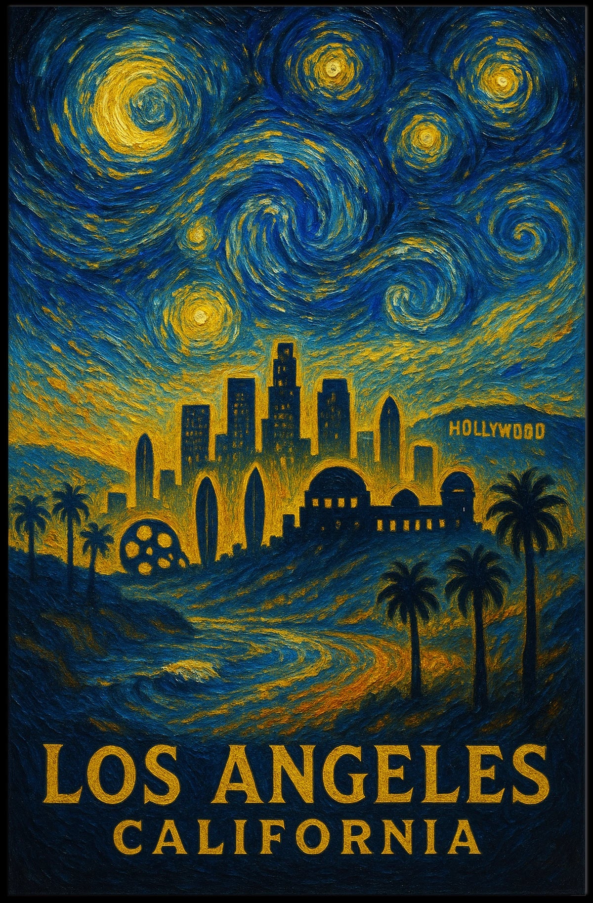 Starry Night Over Los Angeles Poster