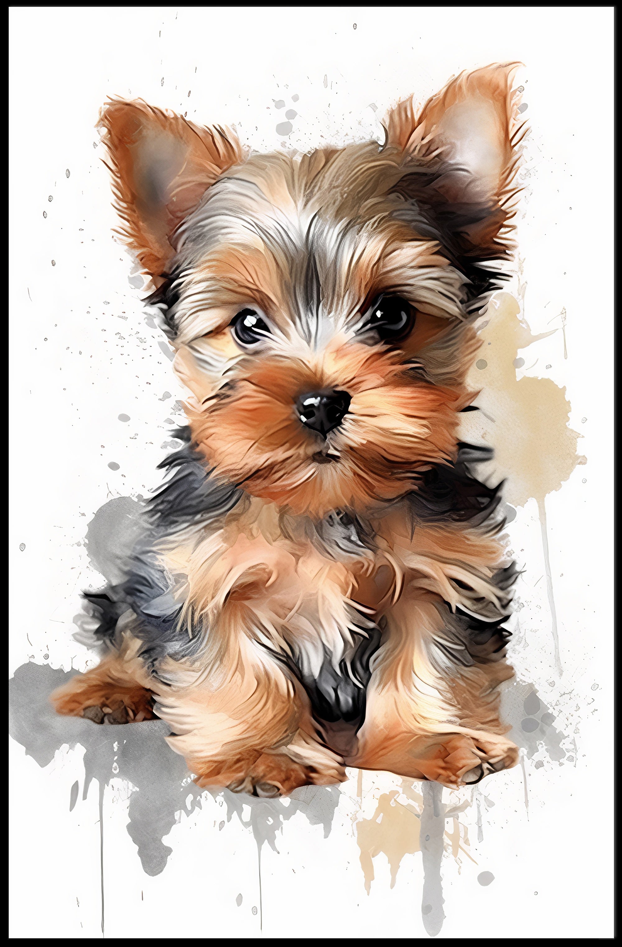 Yorkie Portrait Poster Cute Watercolor Wall Art