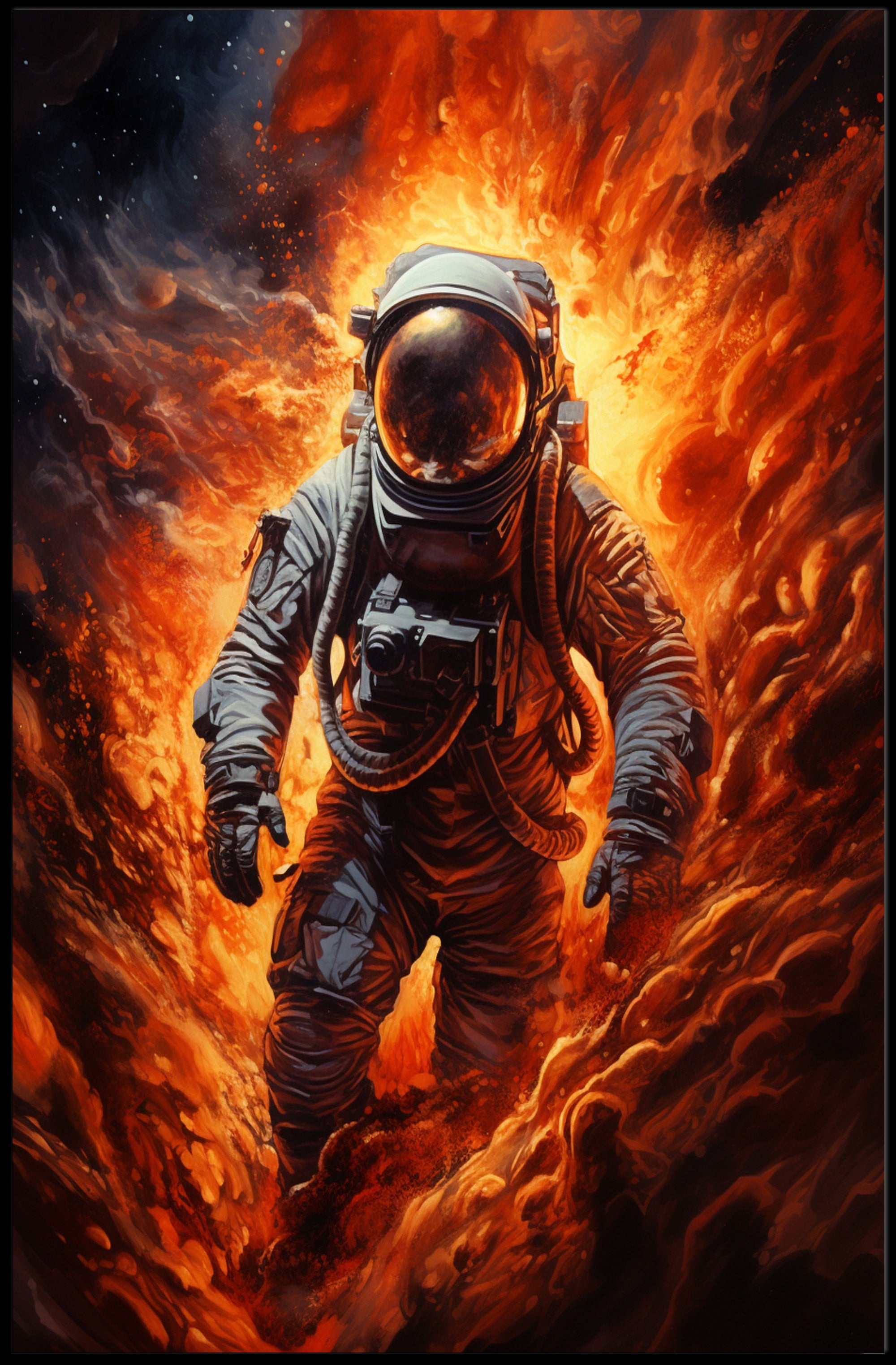 Astronaut In Flames Poster PosterGoat