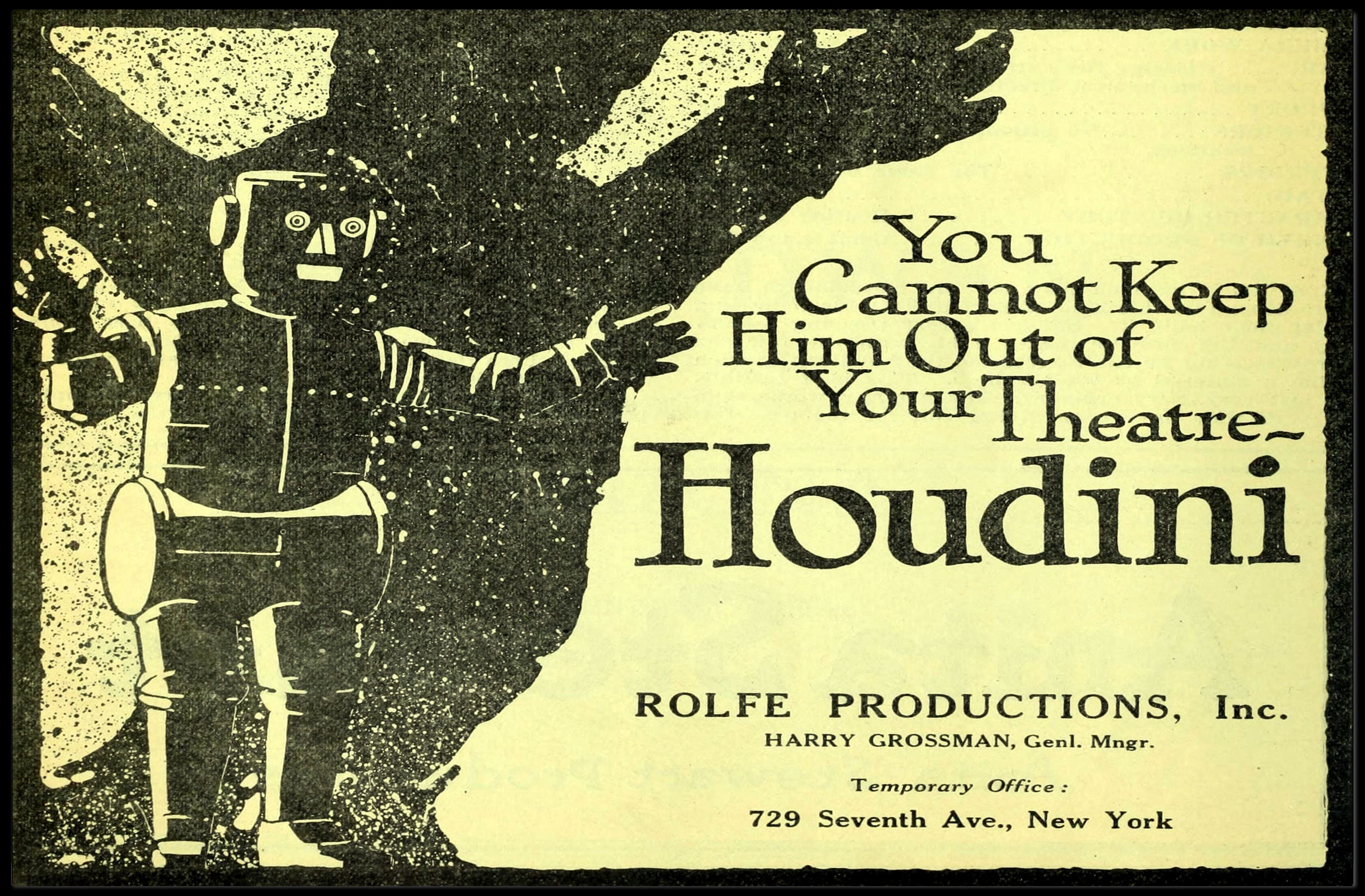 Houdini Robot Theater Vintage Advertisement - Cultural or Heritage Poster
