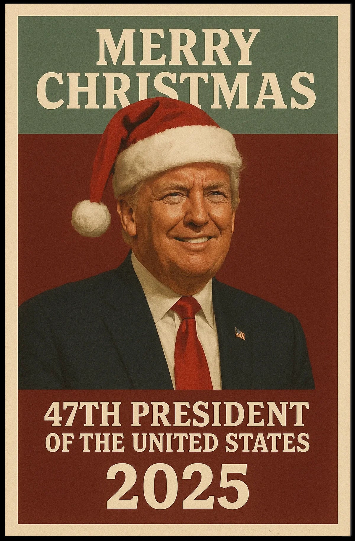 Festive Presidential Christmas Poster Featuring Santa Hat Portrait