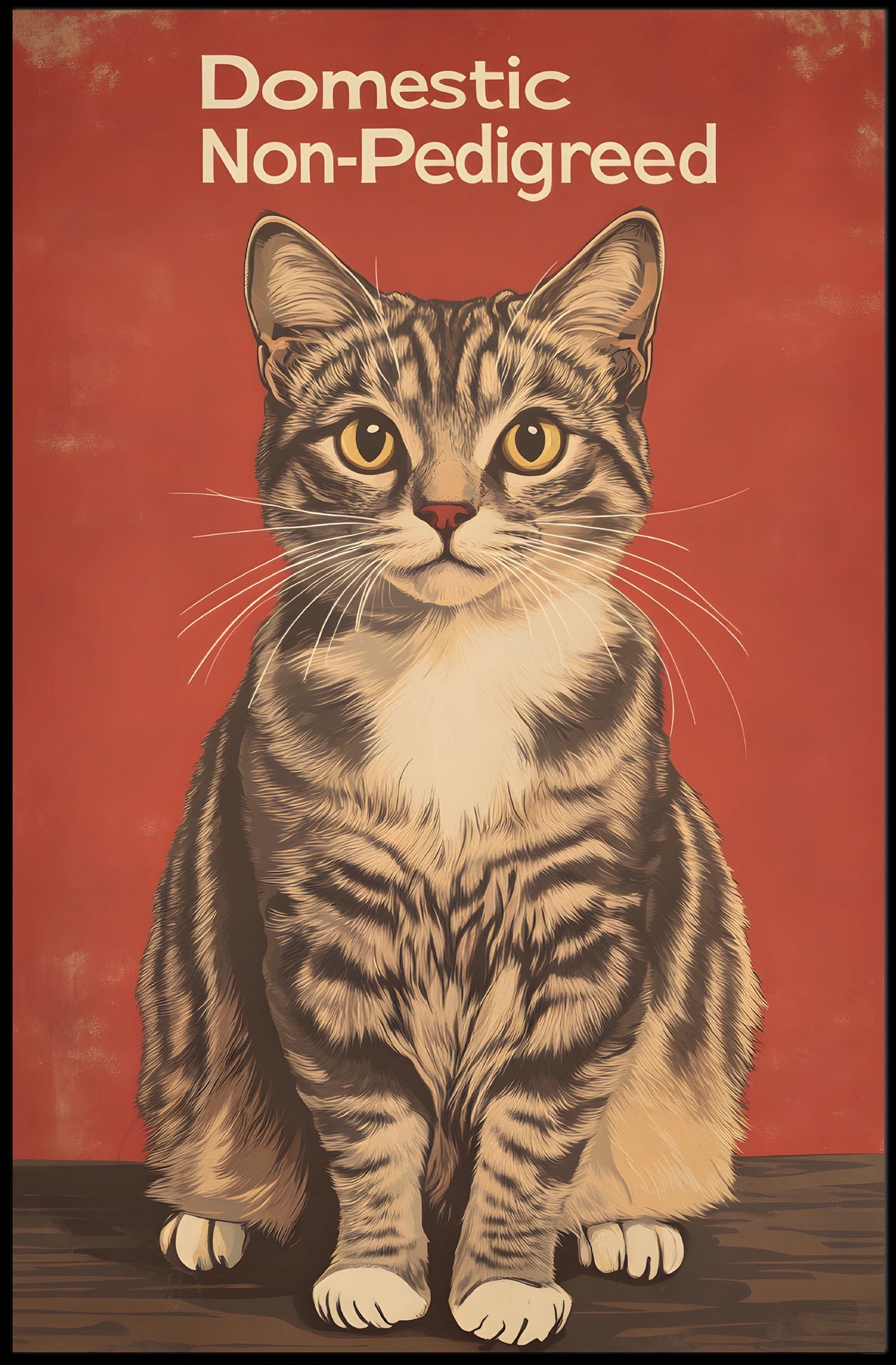 Domestic Non Pedigreed Cat Portrait Realistic Style Poster