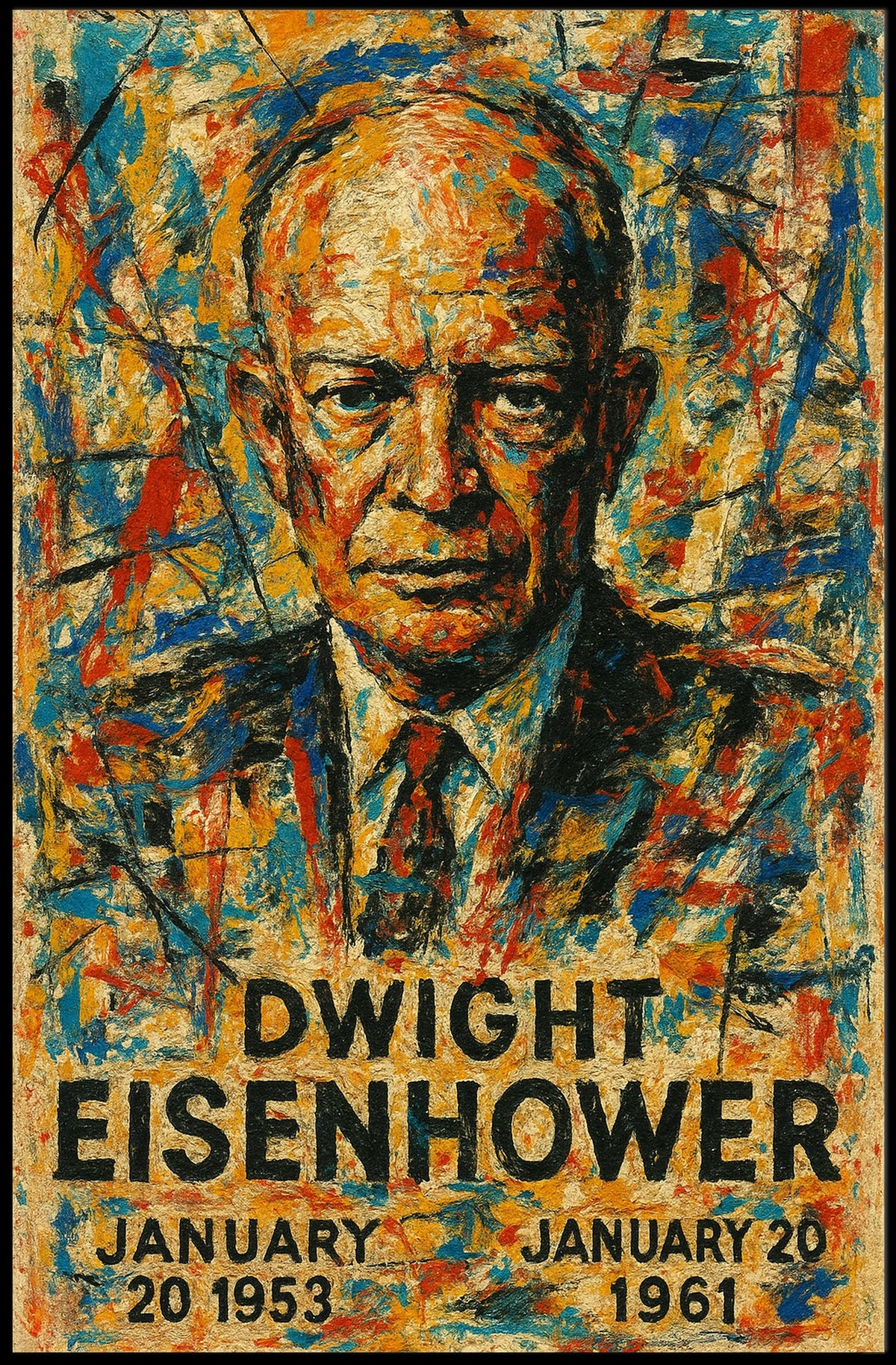 Eisenhower Abstract Portrait Patriotism Expressionism Bold Brushstrokes Midcentury Legacy Poster