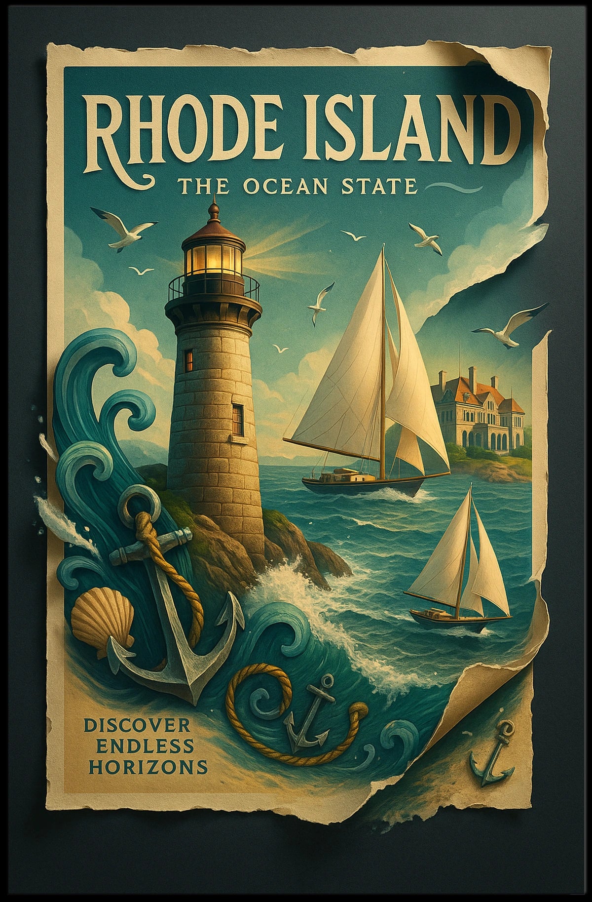 Rhode Island The Ocean State Poster
