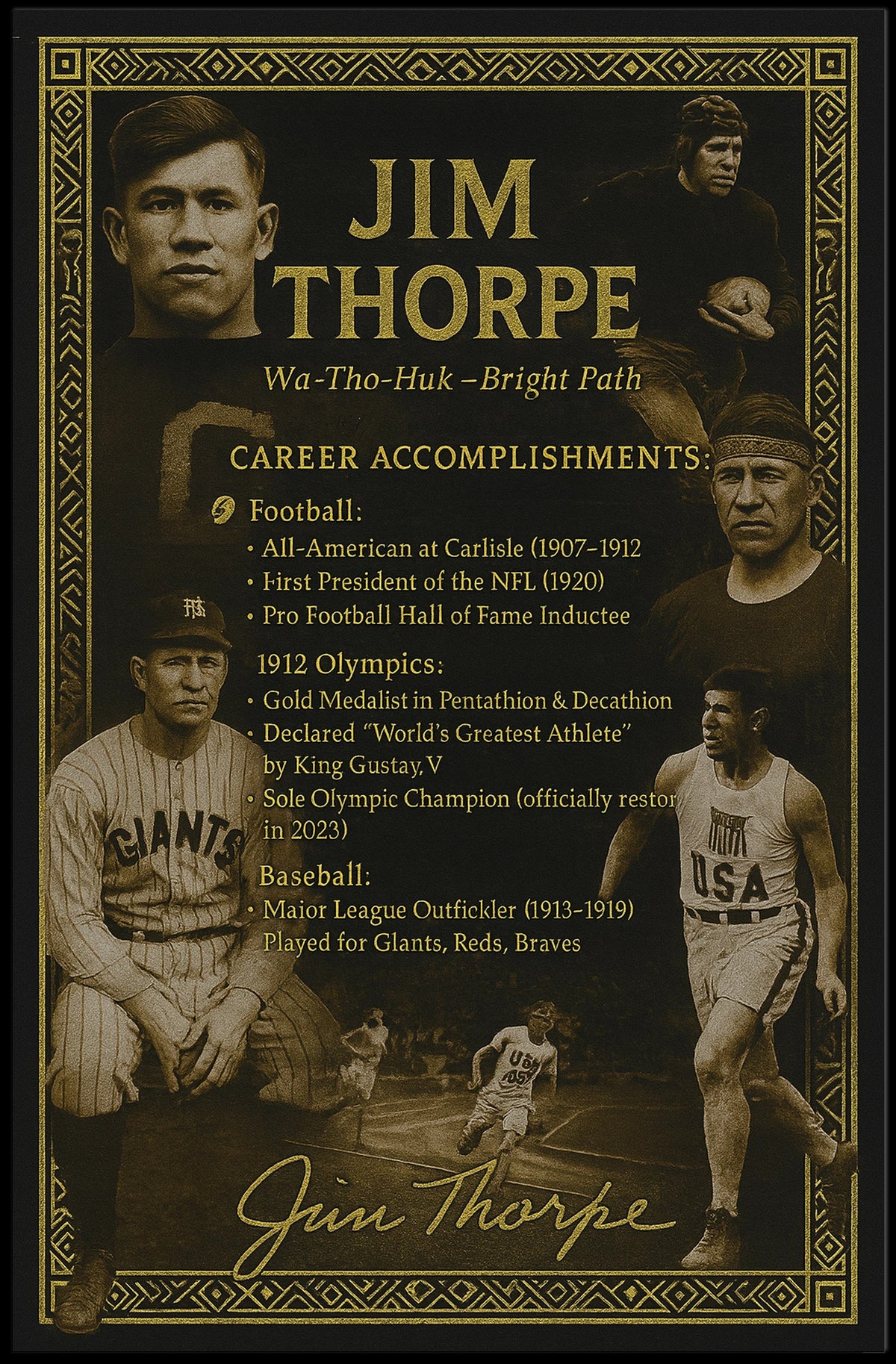 Celebrating Jim Thorpes Legendary Achievements Poster