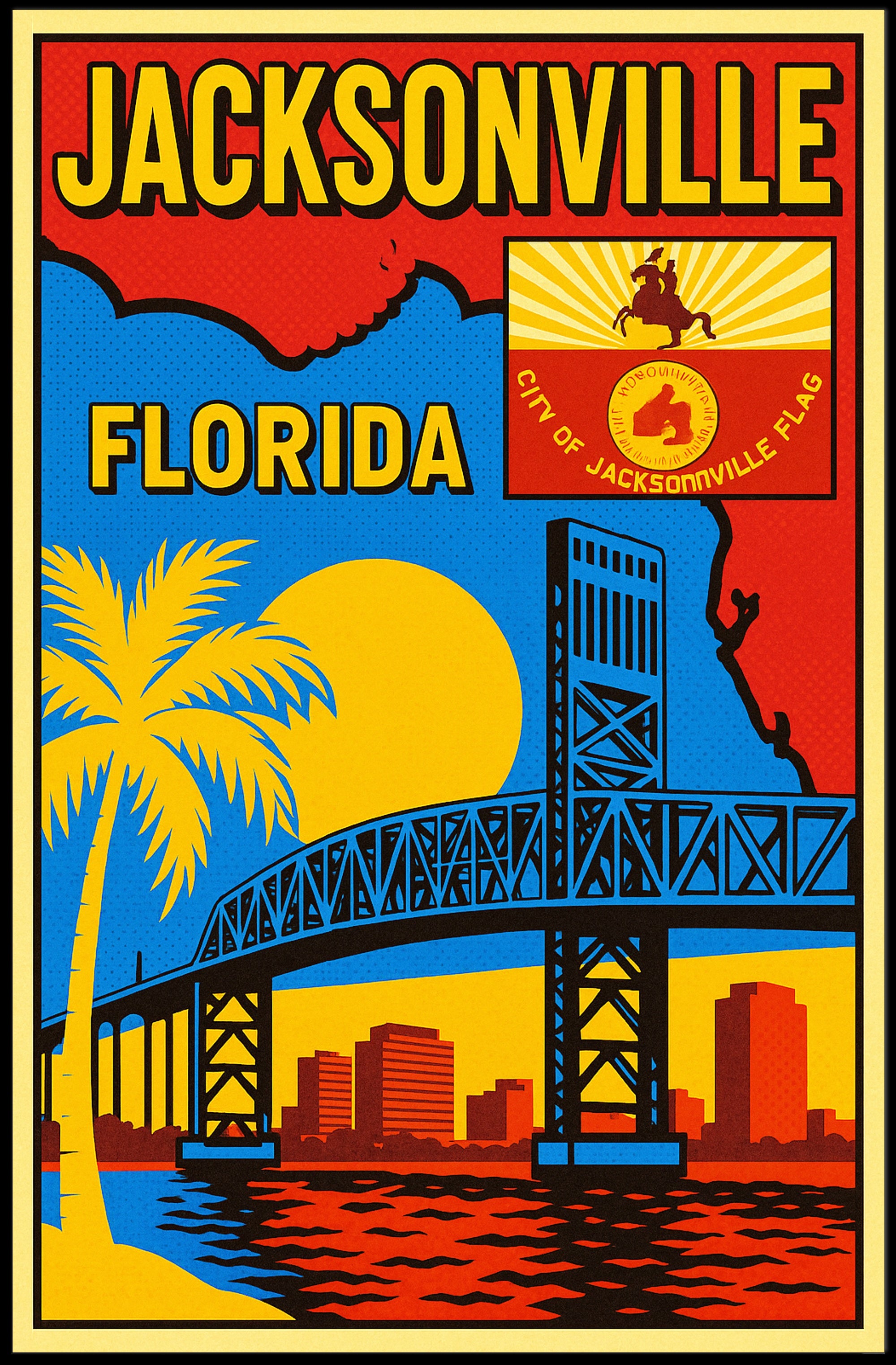 Jacksonville, Florida Cityscape Art Poster PosterGoat