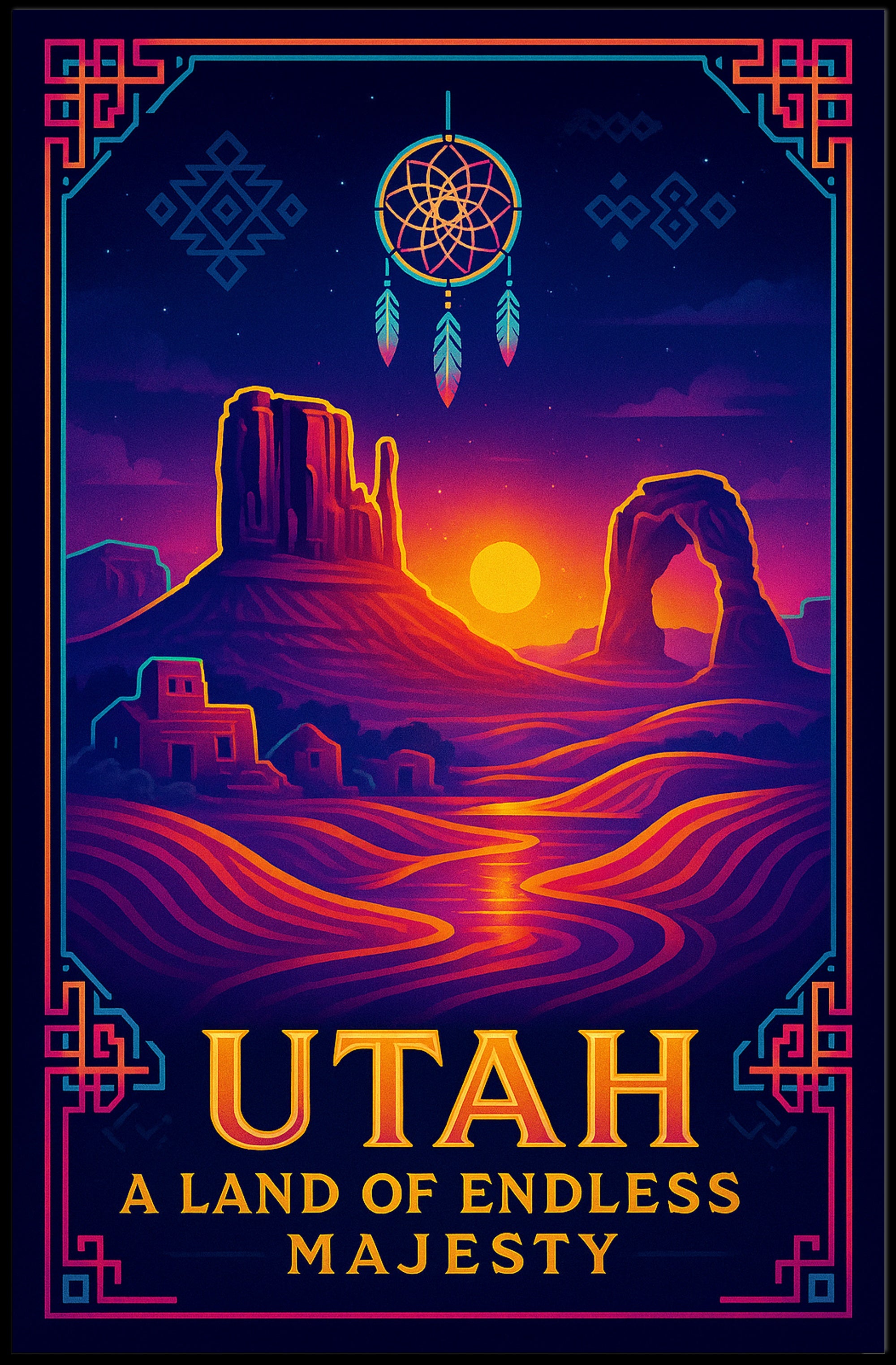 Utah Landscapes Illustrated National Park Poster