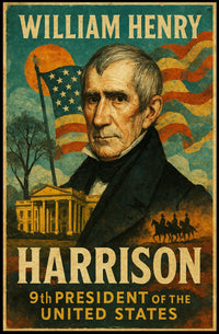 William Henry Harrison 9th President of the United States Layered Digital Collage Poster
