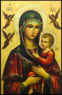 Virgin Mary and Baby Jesus with Angels Poster