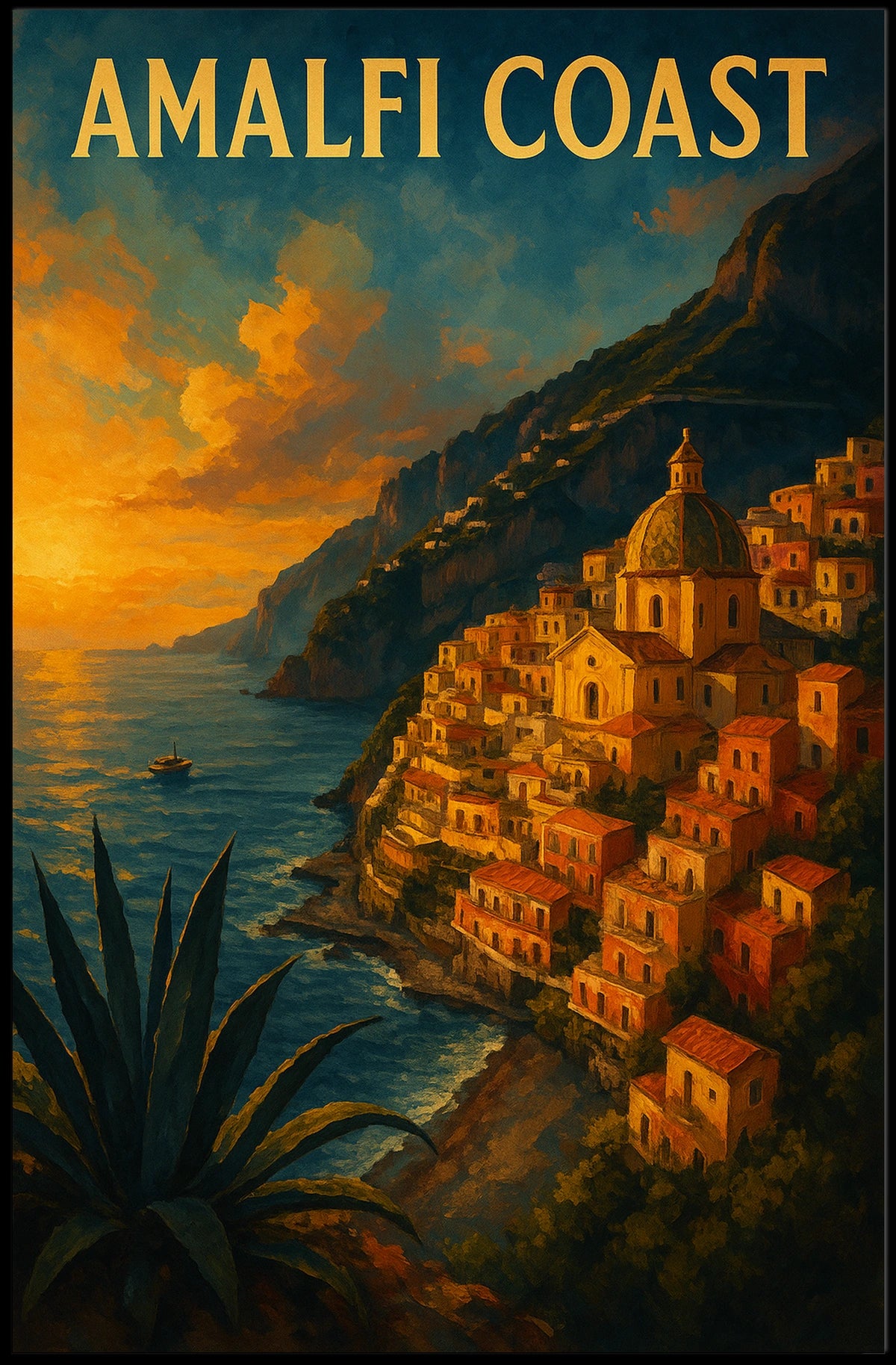 Amalfi Coast Serene Sunset Poster