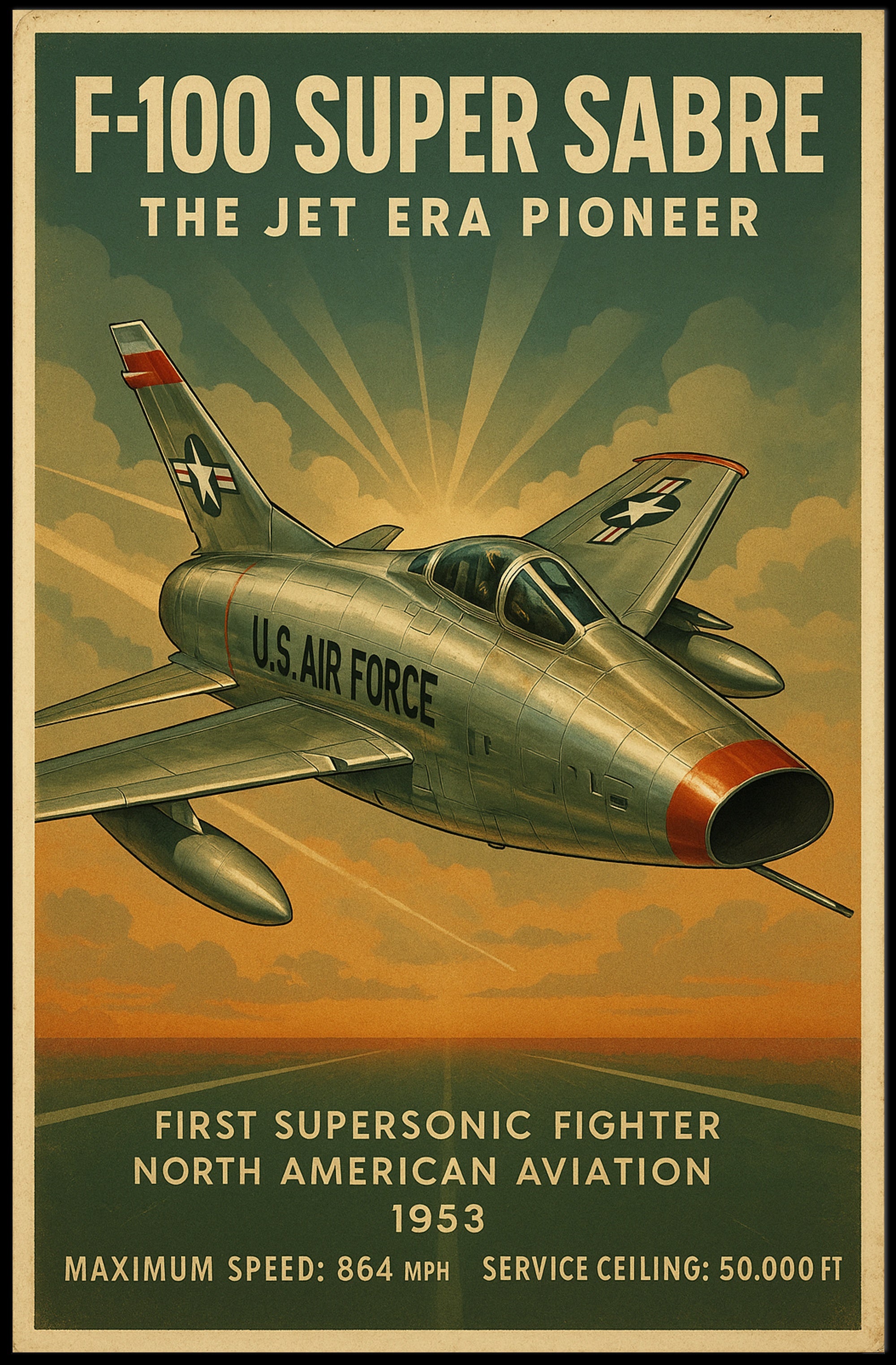 F-100 Super Sabre The Jet Era Pioneer Poster PosterGoat