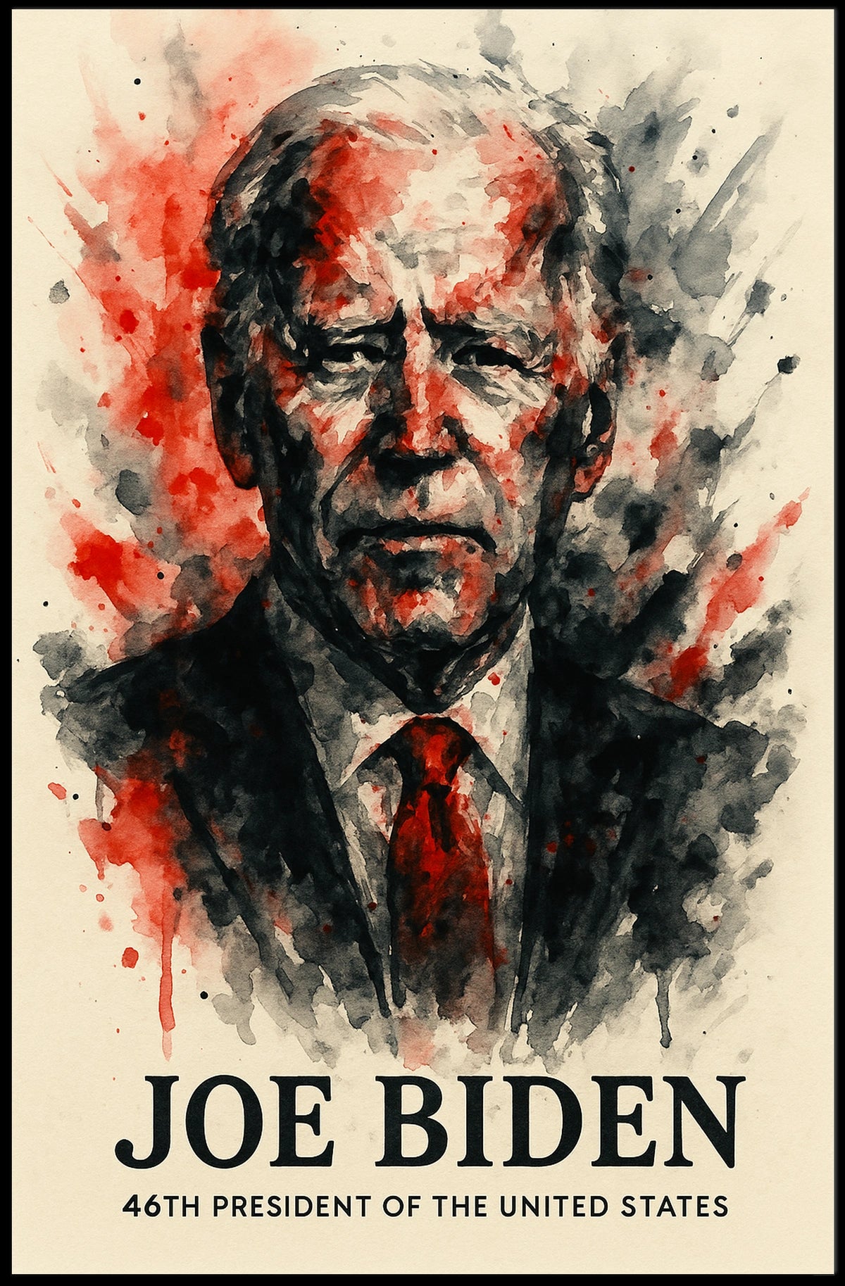 President Joe Biden Watercolor Art Poster - Historical or Presidential Poster