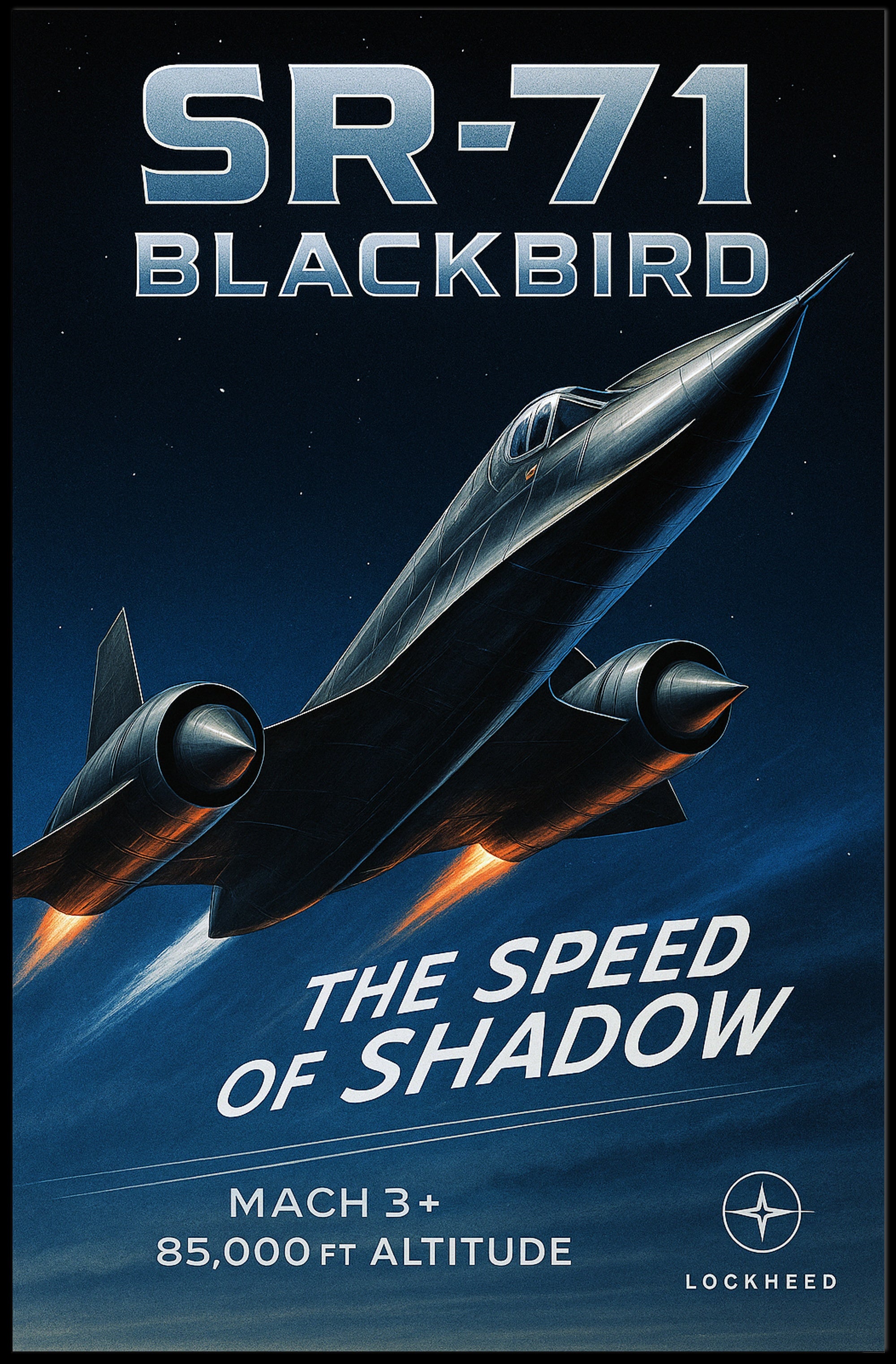 SR-71 Blackbird Speed of Shadow Futuristic Sci-Fi Poster