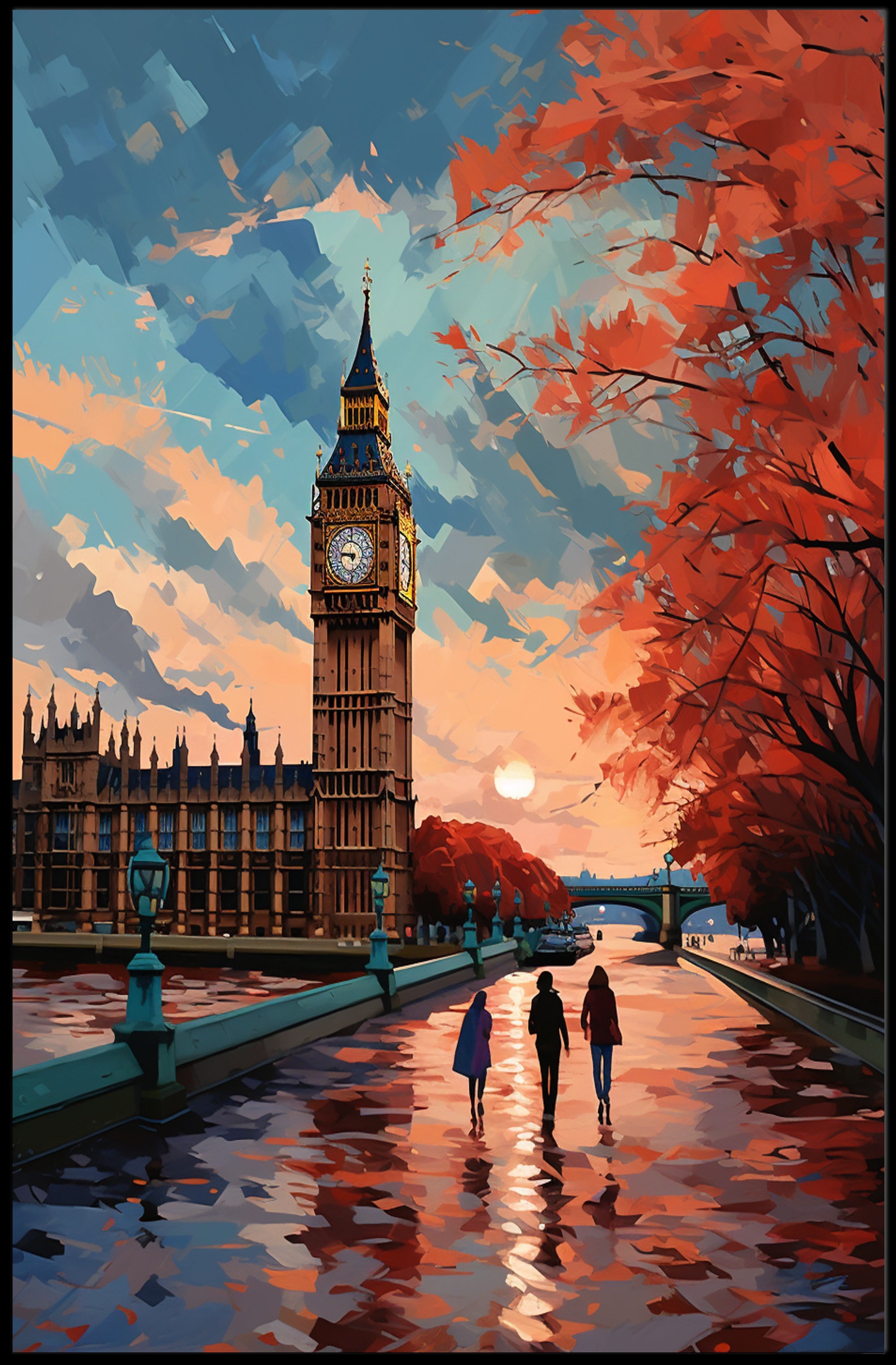 Autumn Stroll By Big Ben Poster PosterGoat