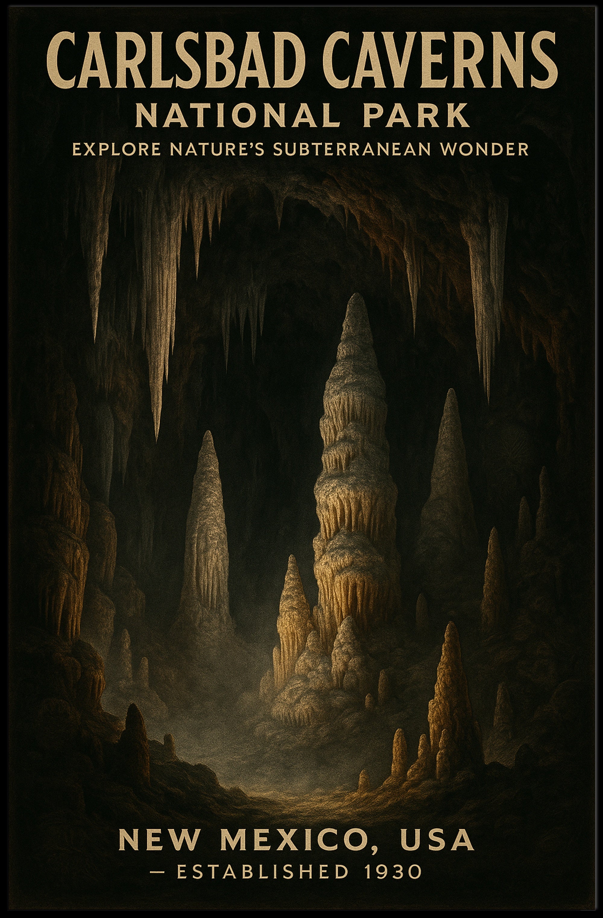 Carlsbad Caverns New Mexico Vintage National Park Poster