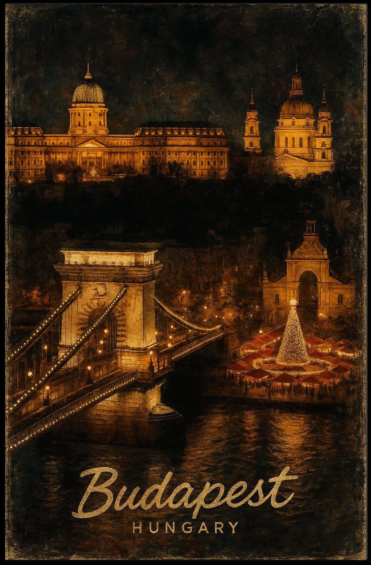 Budapest At Night Poster