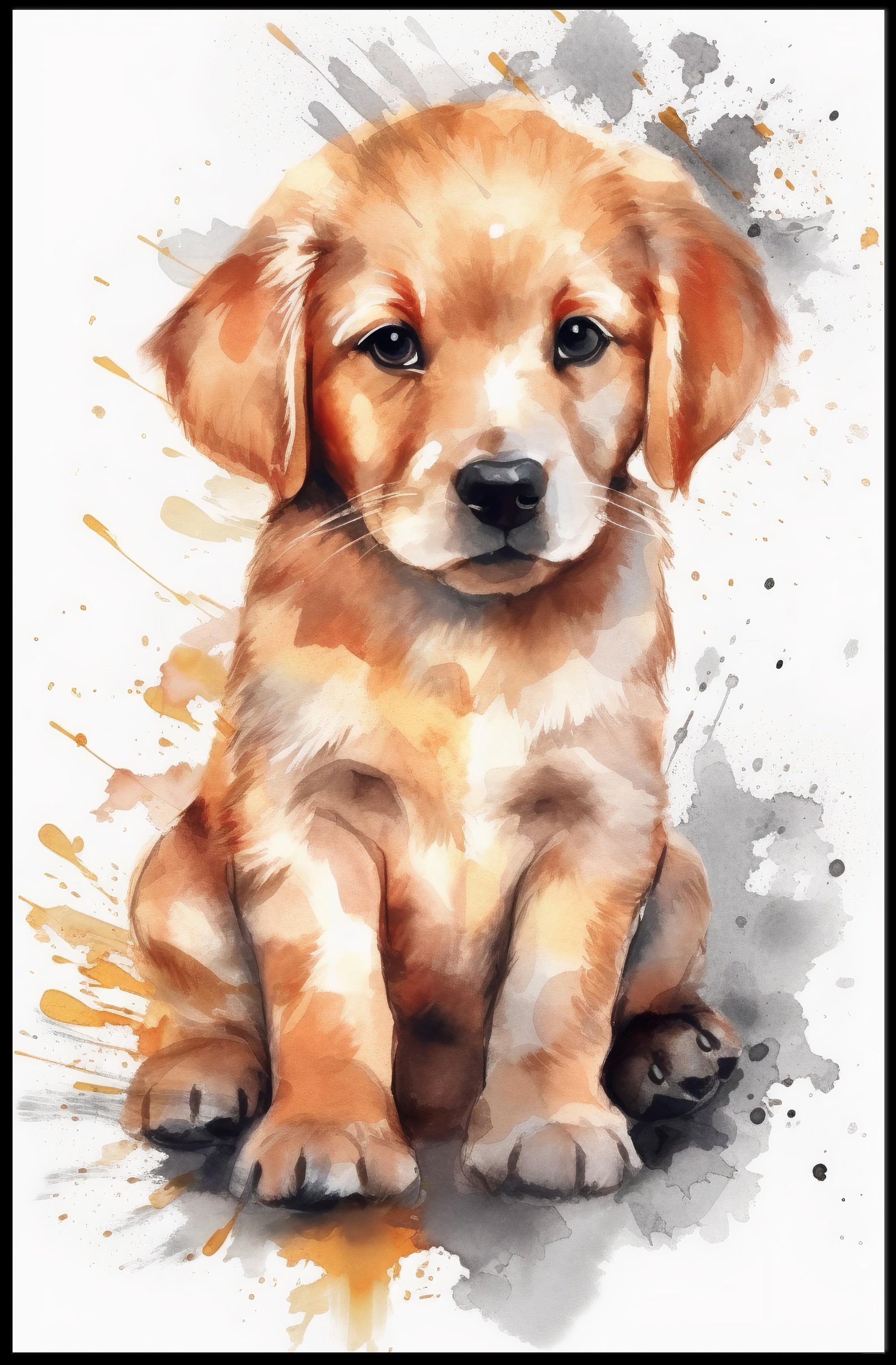 Puppy Portrait Watercolor Poster Wall Art
