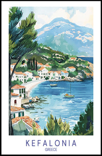 Kefalonia Coastal Tranquility Travel Poster PosterGoat