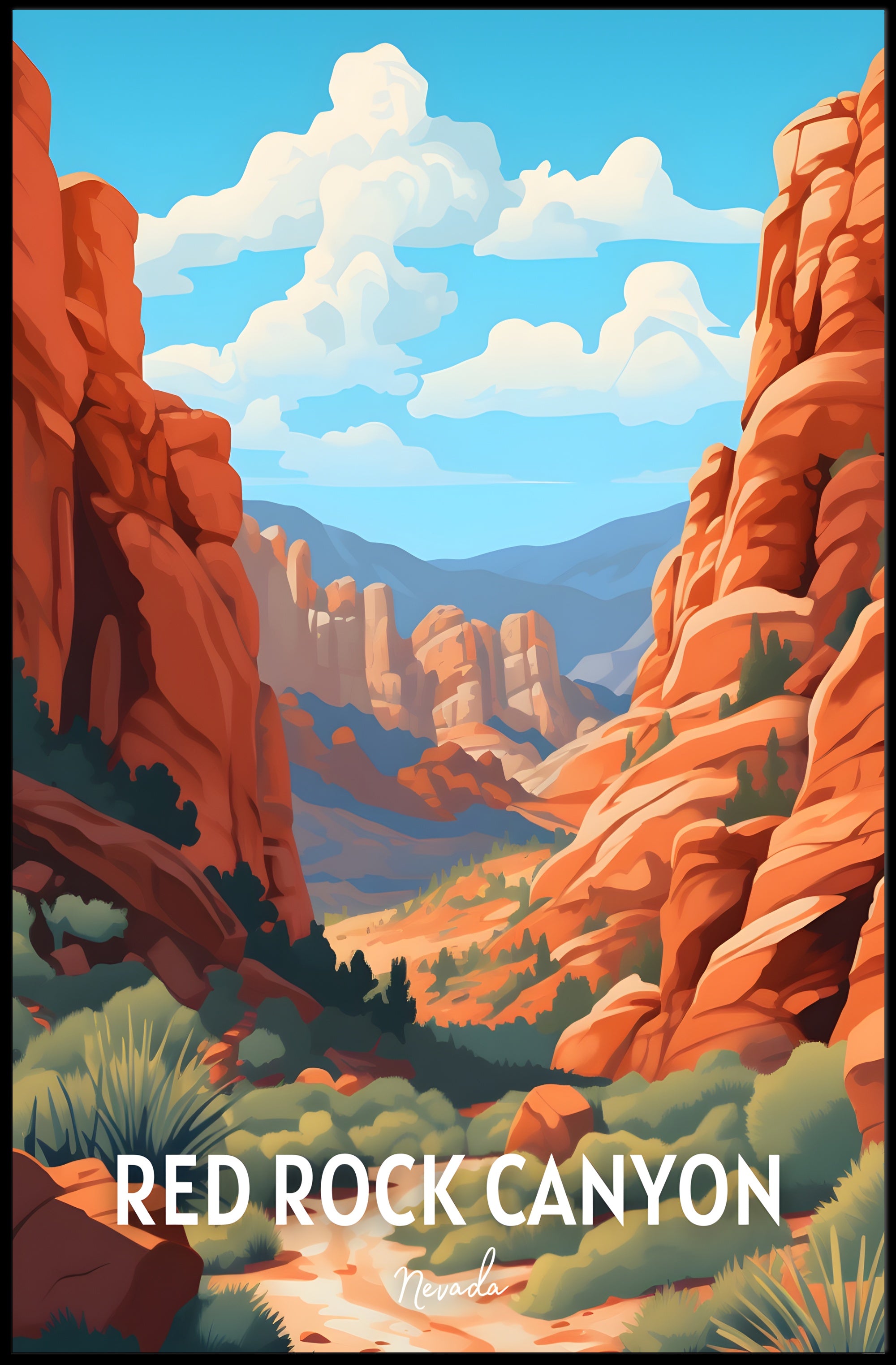 Red Rock Canyon Adventure Travel Poster
