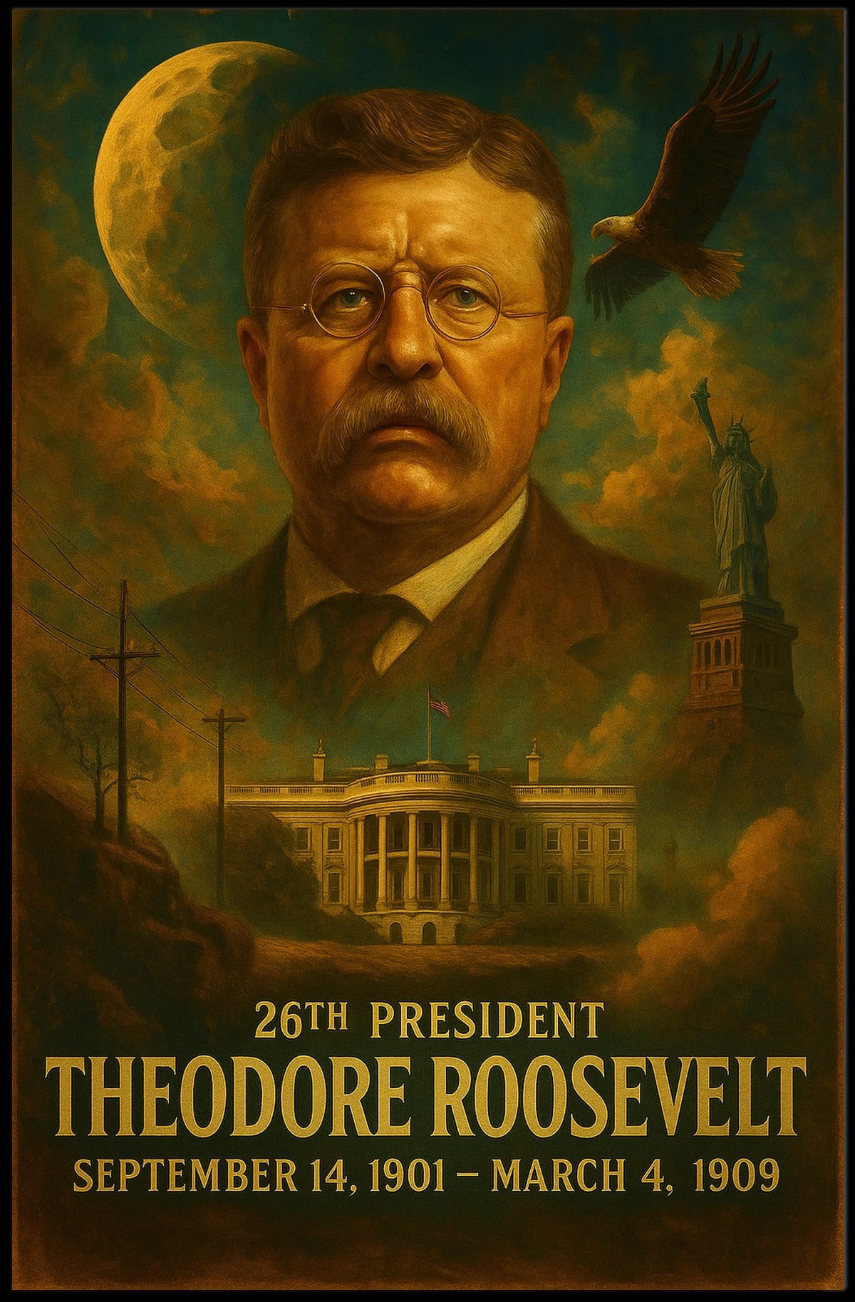 Theodore Roosevelt Neoclassical Realism Patriotic Poster