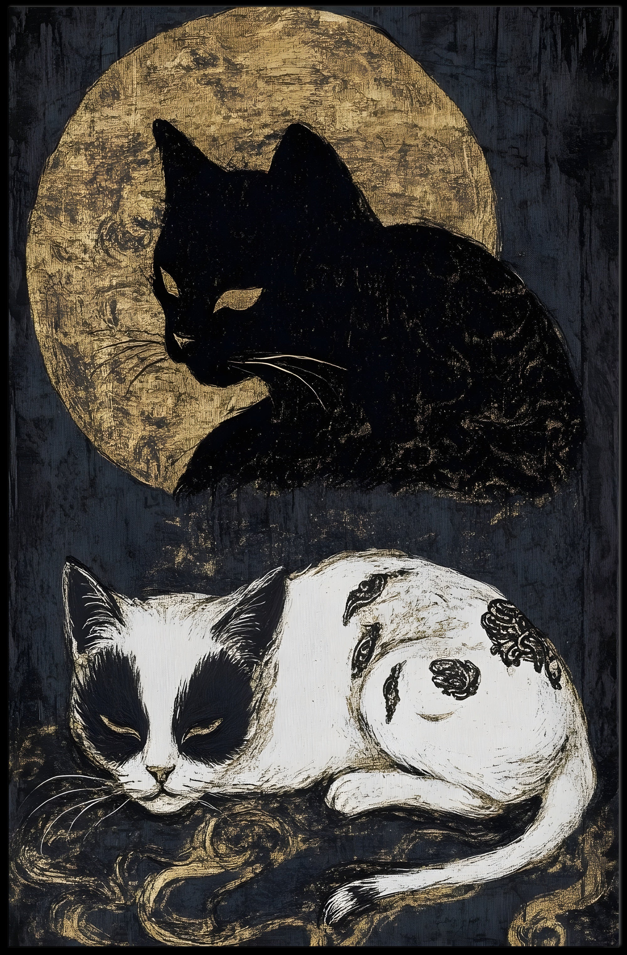 Mystical Cats Moonlight Fantasy or Mythology Poster PosterGoat