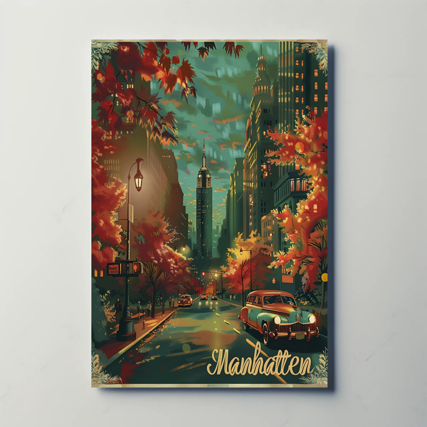 Manhattan Autumn Empire State Travel Poster