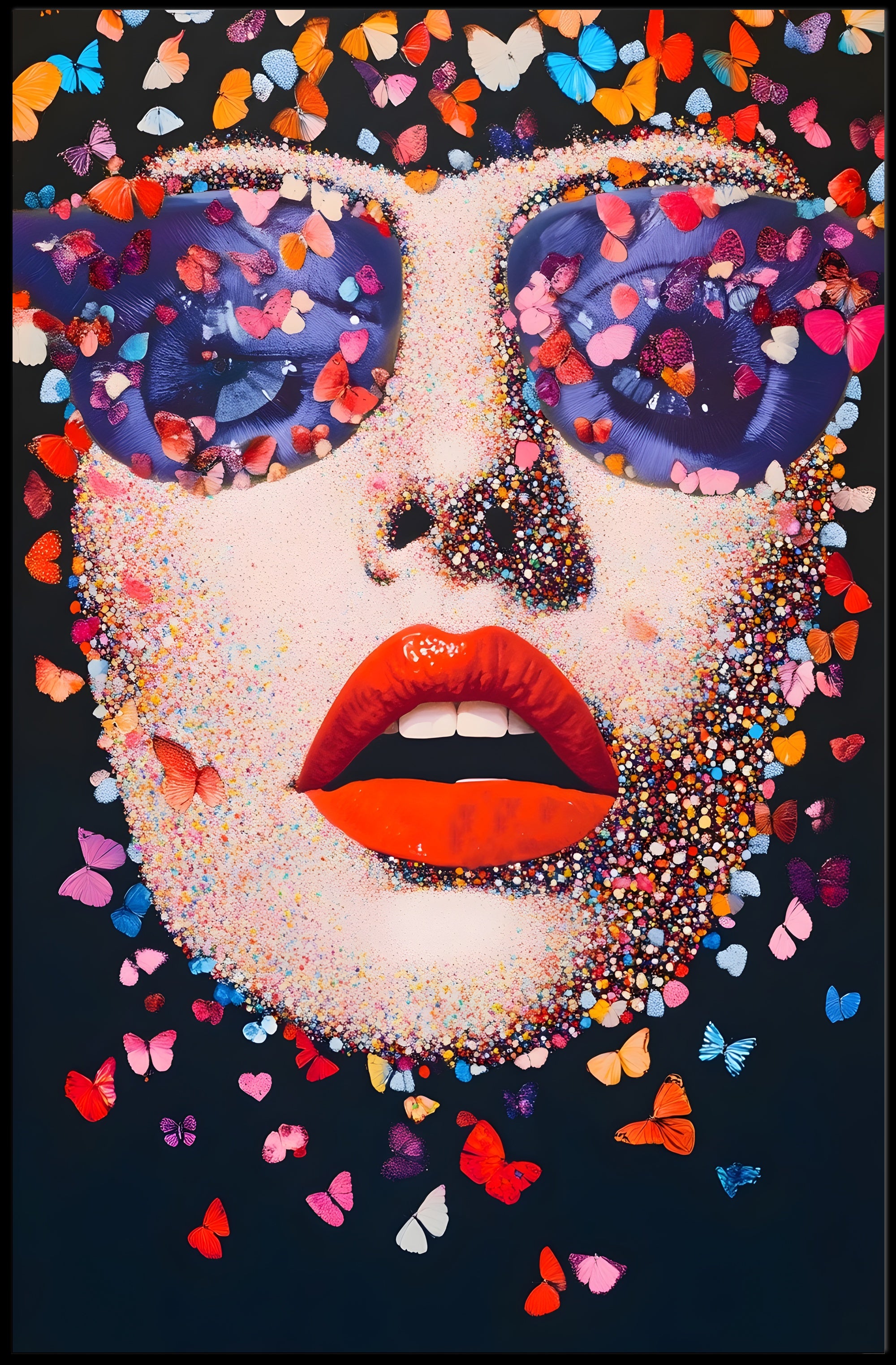 Butterfly Visage Poster Vibrant Pop Art Wall Print