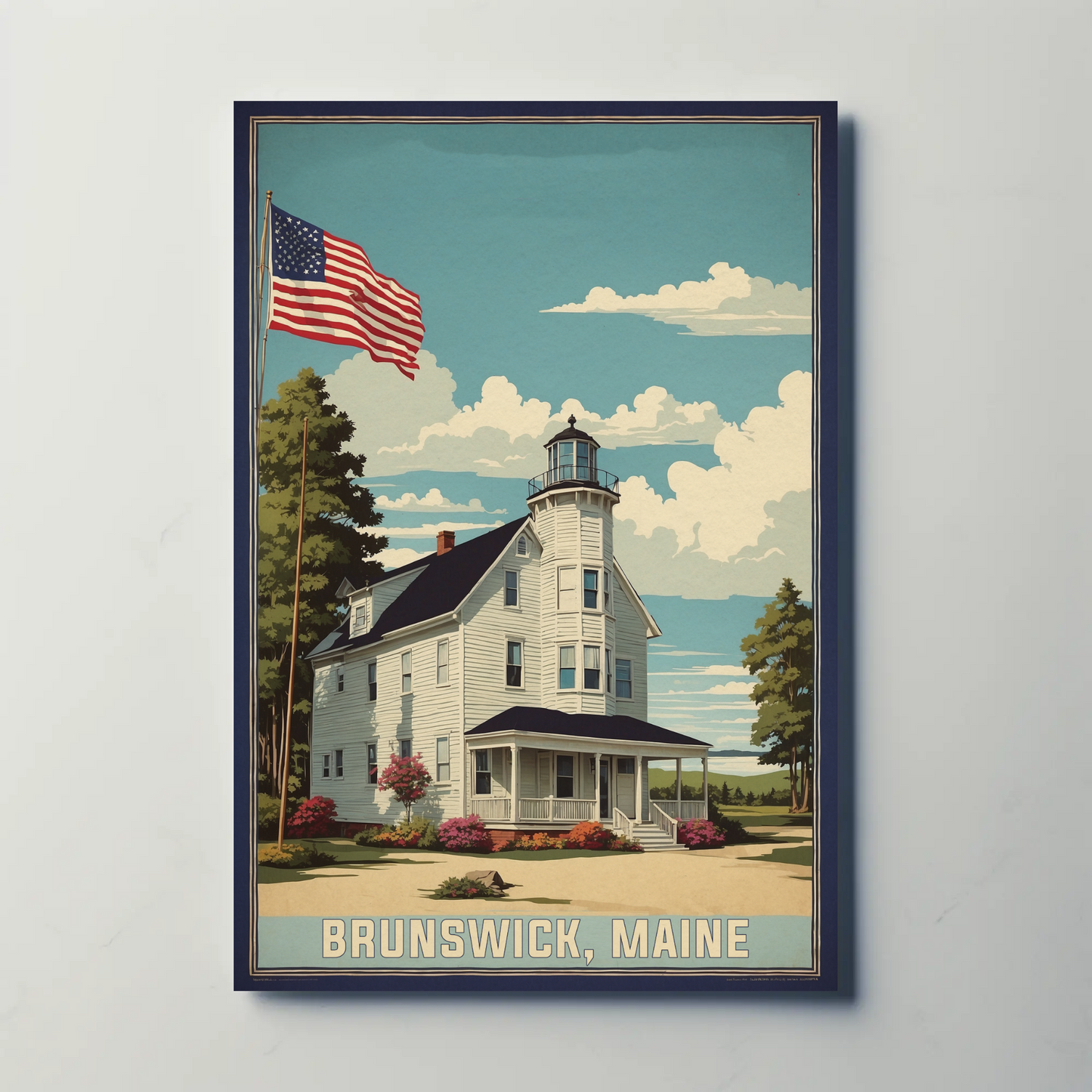 Brunswick Maine American Scene Art Vintage Travel Poster