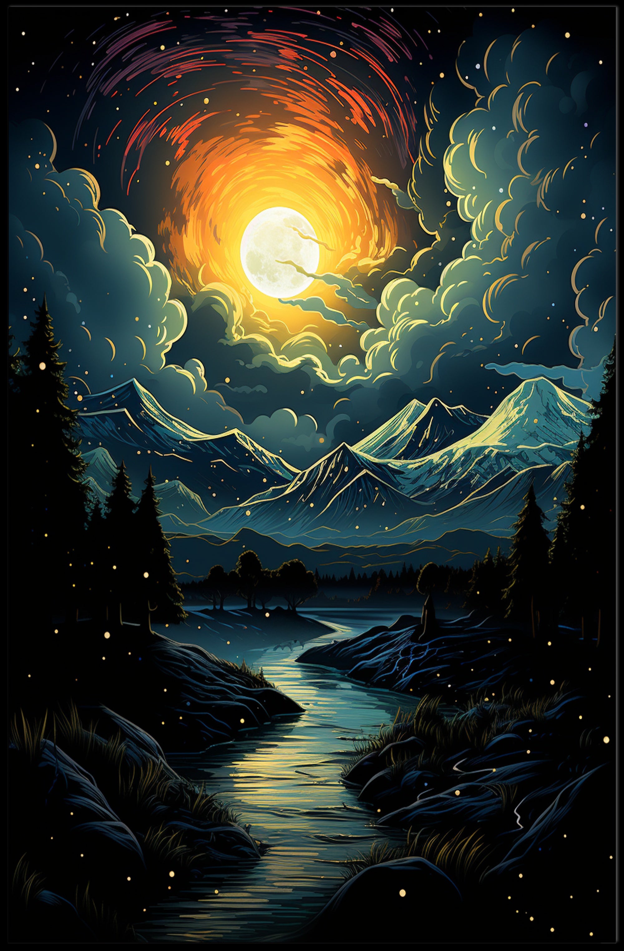 Celestial Nightscape Poster
