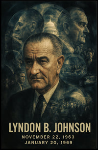 Lyndon B. Johnson 36th President of the United States Double Exposure Poster