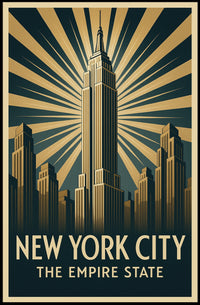 Empire State Building Poster Vintage Travel Wall Art