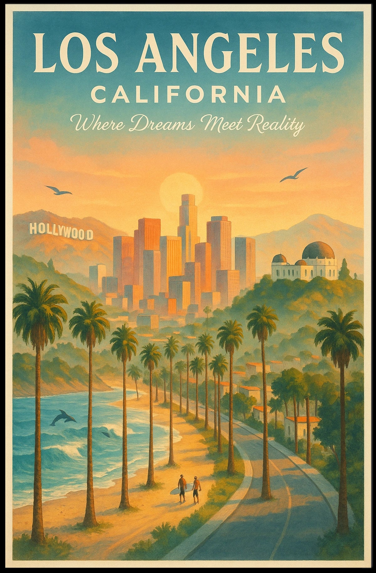 Los Angeles Where Dreams Meet Reality Poster