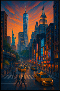 New York City Urban Street Scene Poster Modern Wall Art