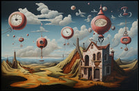 Surreal Dreamscape with Floating Clocks Fantasy Poster