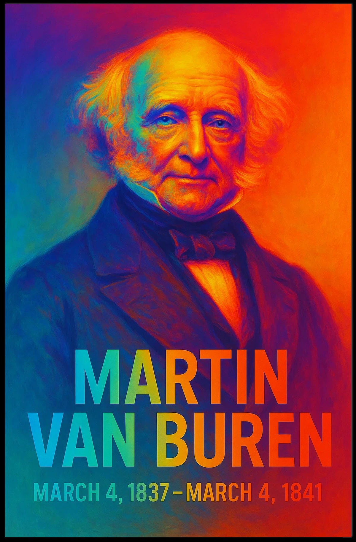 Martin Van Buren 8th President of the United States Neon Gradient Overlay Poster