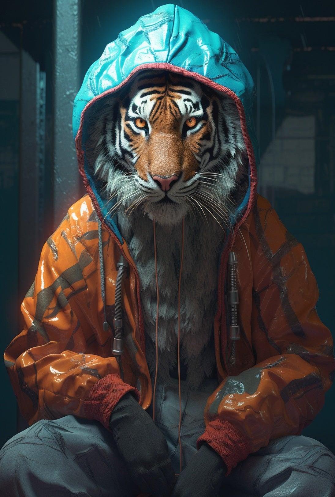 Tiger in Streetwear Urban Fashion Pop Culture Poster