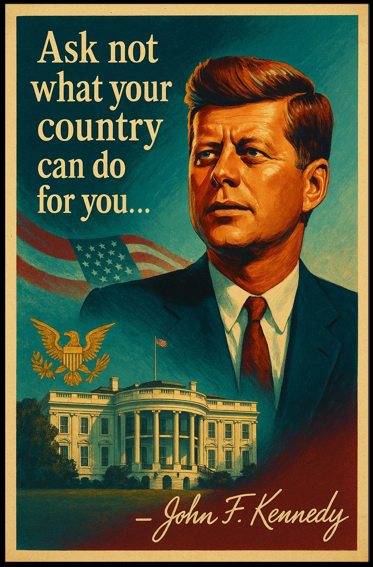Vintage Patriotic Presidential Quote Poster Wall Art