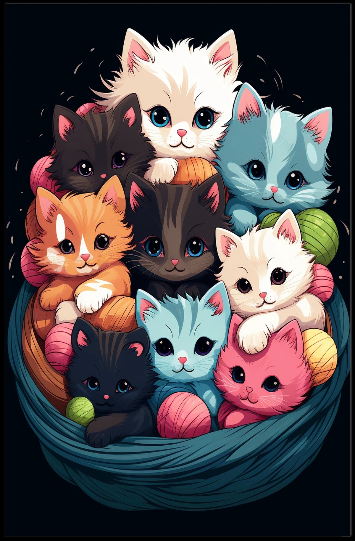 Basket Of Kittens Poster