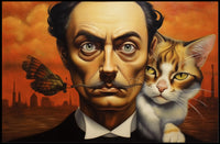 Surreal Urban Portrait with Man and Cat – Artistic Poster